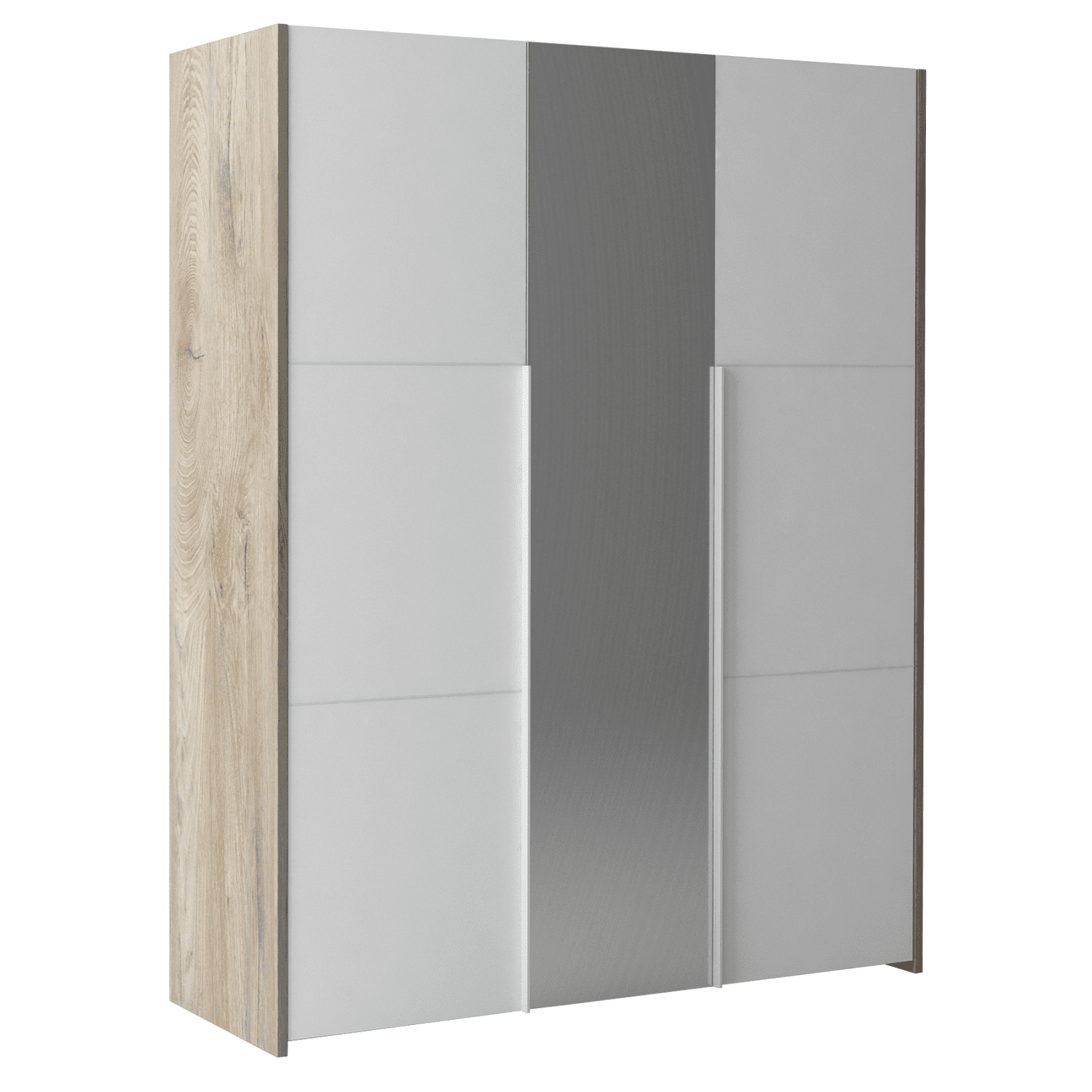 Stijlvolle Scandinavische Kledingkast Prado – 162 cm, Endgrain eiken & mat wit