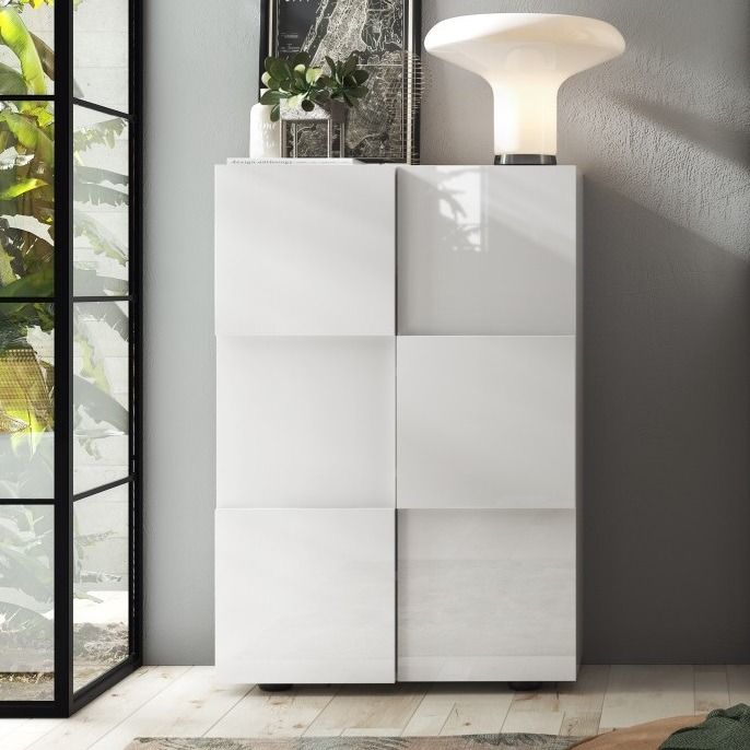 Stijlvolle schoenenkast Dama 78 × 116 cm – hoogglans wit