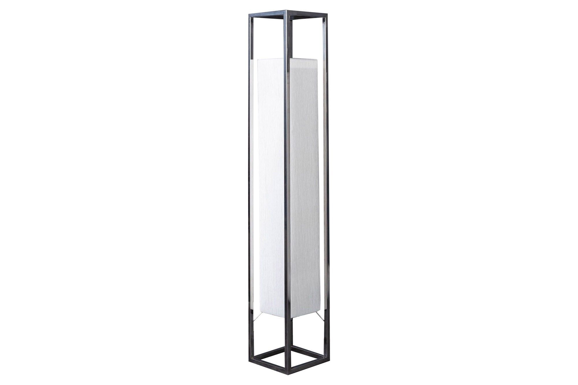 Stijlvolle staande lamp AGAPUNE – 120 cm zilver met witte kap | Invicta Interior