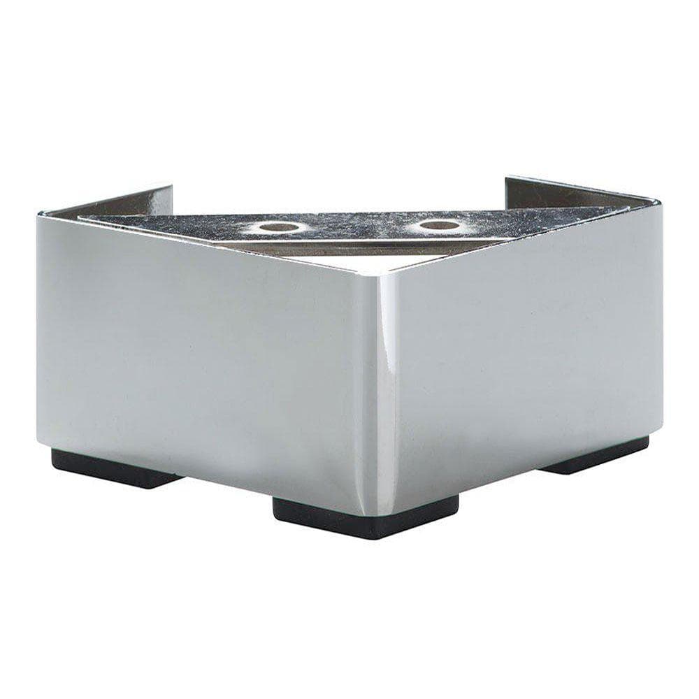 Stijlvolle vierkante chroom meubelpoot van 10 × 10 cm – 6,5 cm hoog