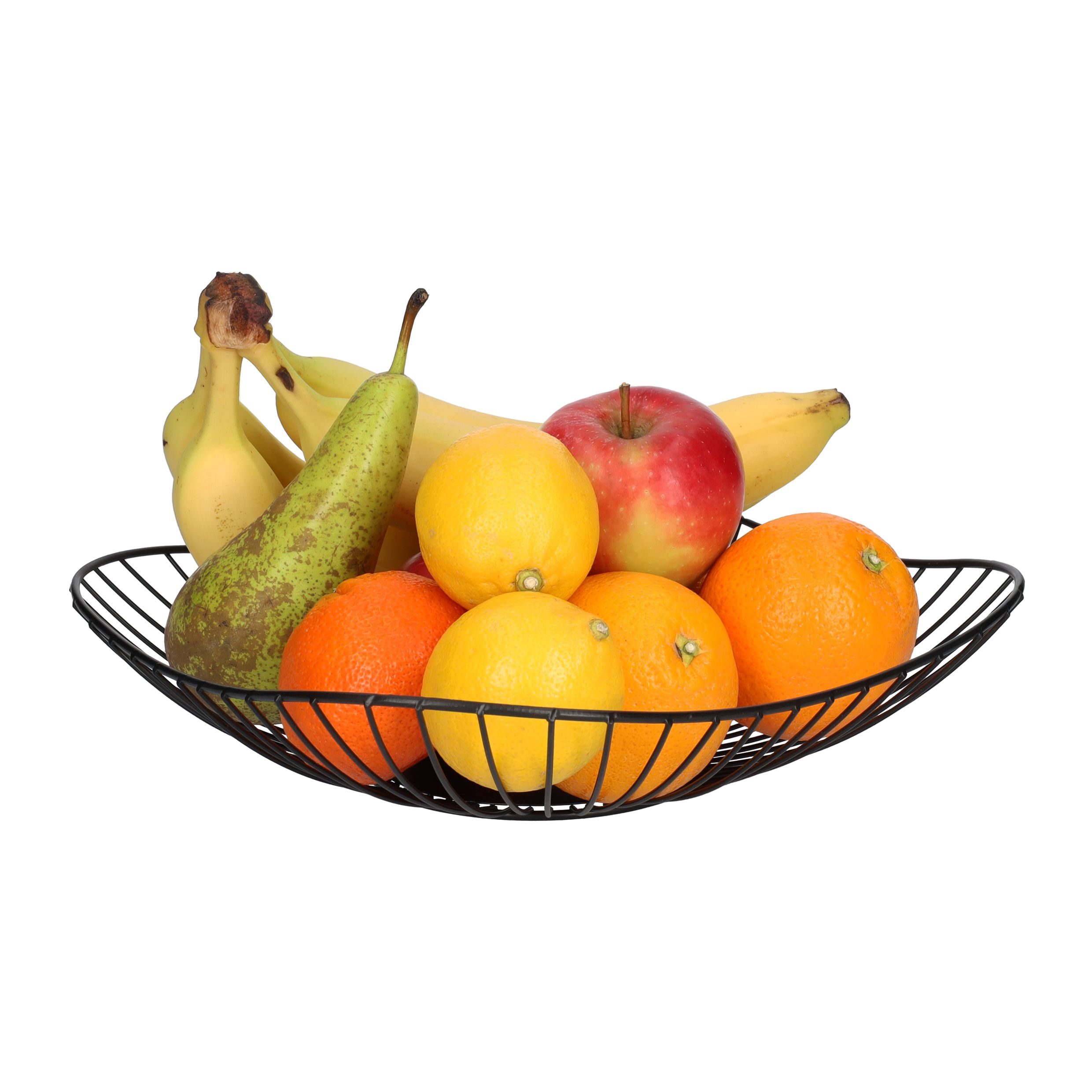 Stijlvolle vierkante zwarte fruitschaal van QUVIO – modern design in draadstaal