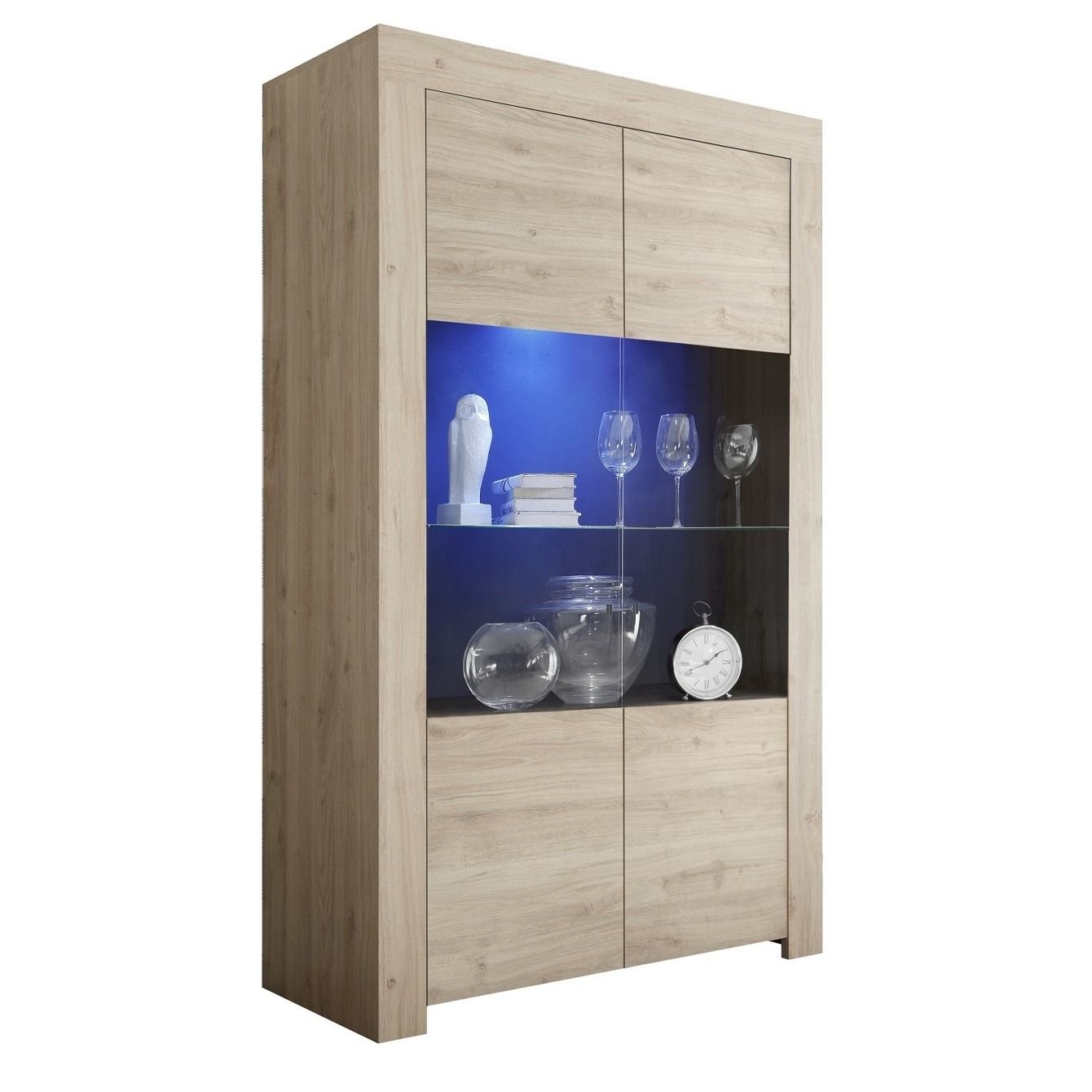 Stijlvolle vitrinekast Firenze – elegante Cadiz eiken vitrine van 186 cm
