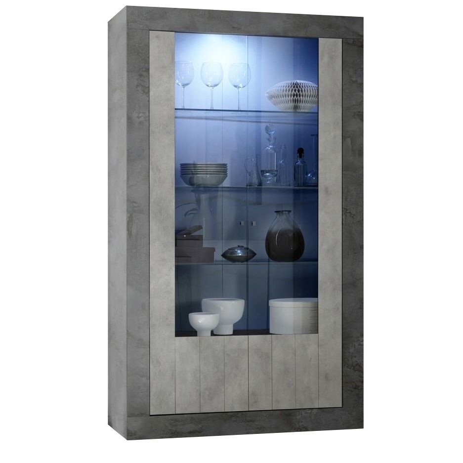 Stijlvolle Vitrinekast Urbino 190 cm – Oxid & Grijs Beton