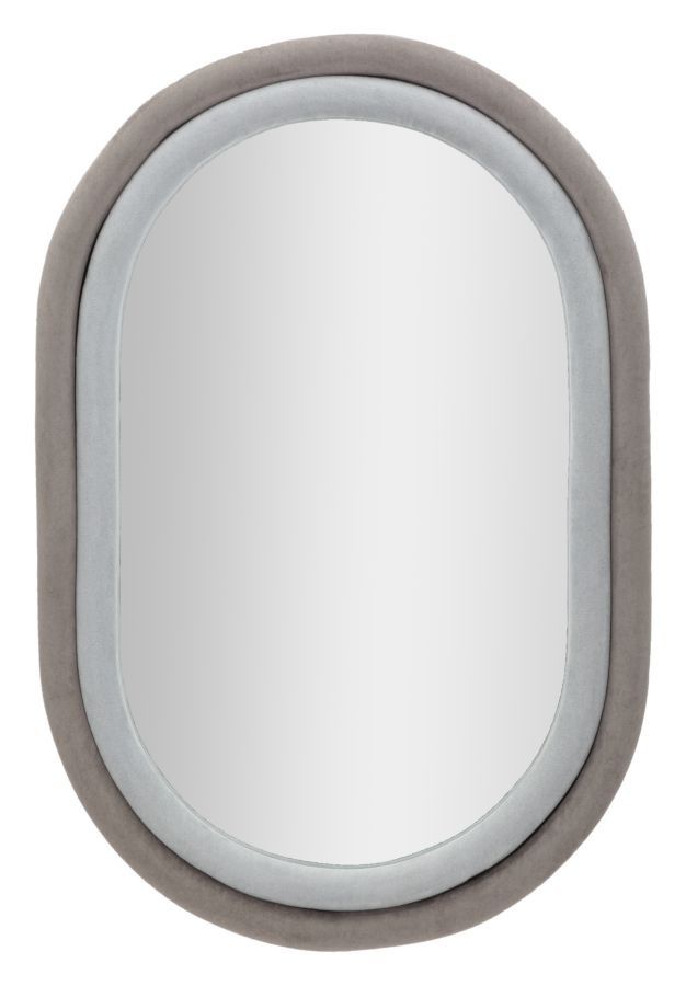 Stijlvolle wandspiegel Antony – modern grijs fluweel, 60 × 40 × 90 cm