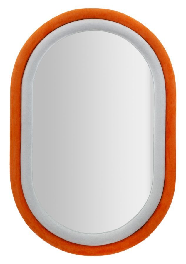 Stijlvolle Wandspiegel Antony – Oranje/Mix Fluweel, 60 × 4 × 90 cm