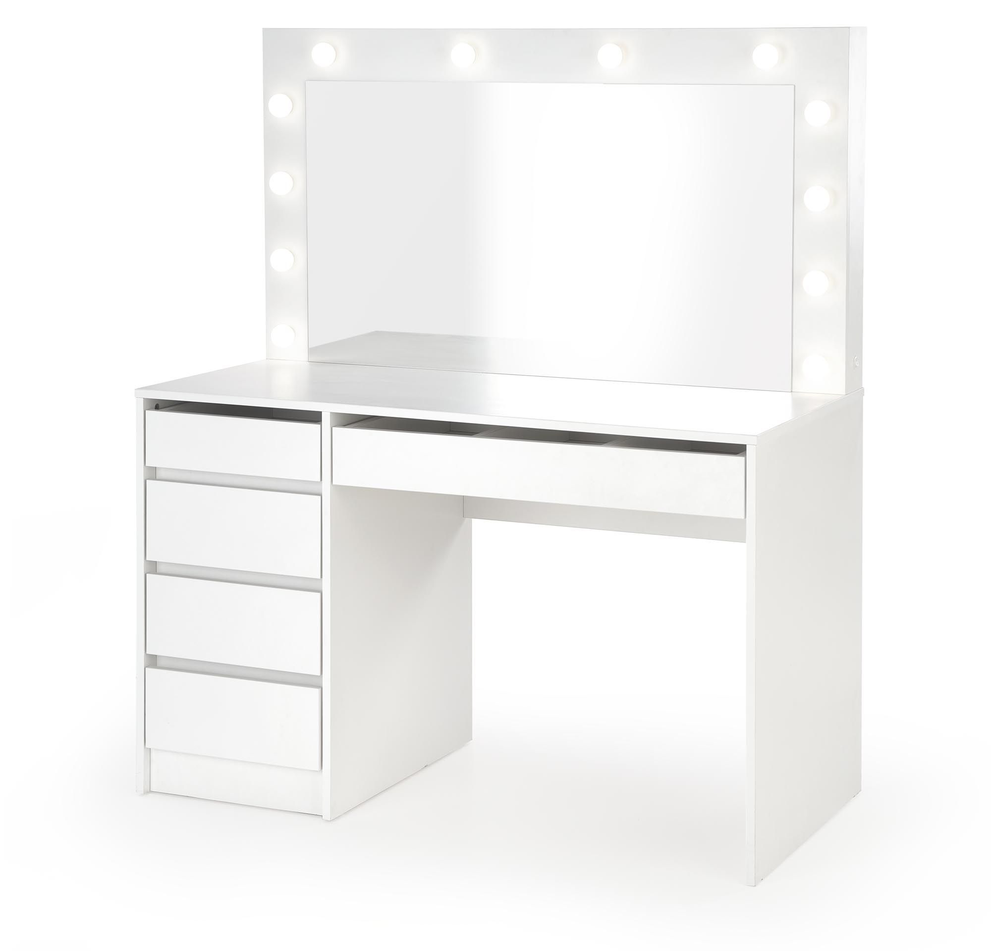 Stijlvolle witte kaptafel met spiegel en LED‑verlichting – 120 cm