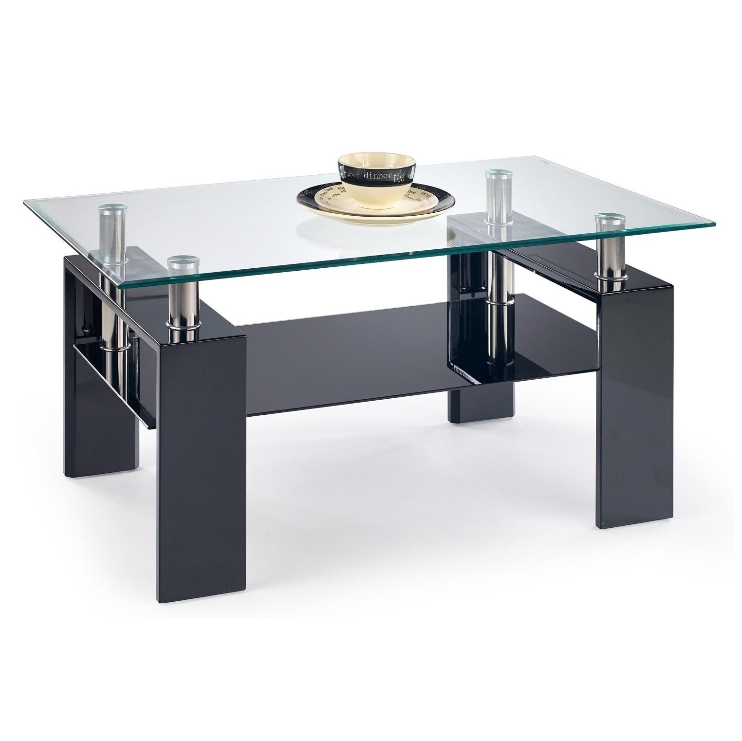Stijlvolle zwarte glazen salontafel Diana – 110 cm breed, modern design van Home Style