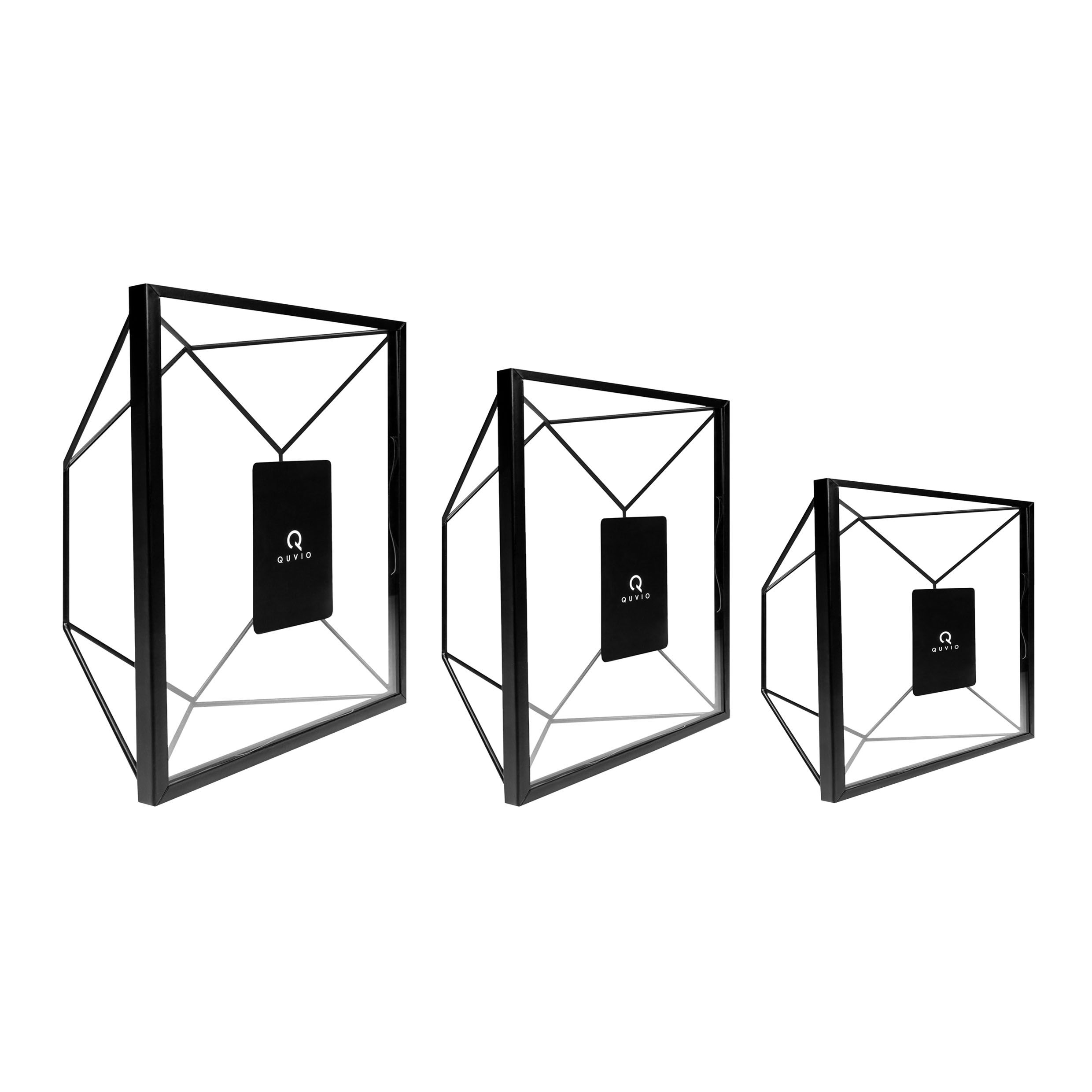 Stijlvolle zwarte hexagon fotolijstjes set van 3 – QUVIO