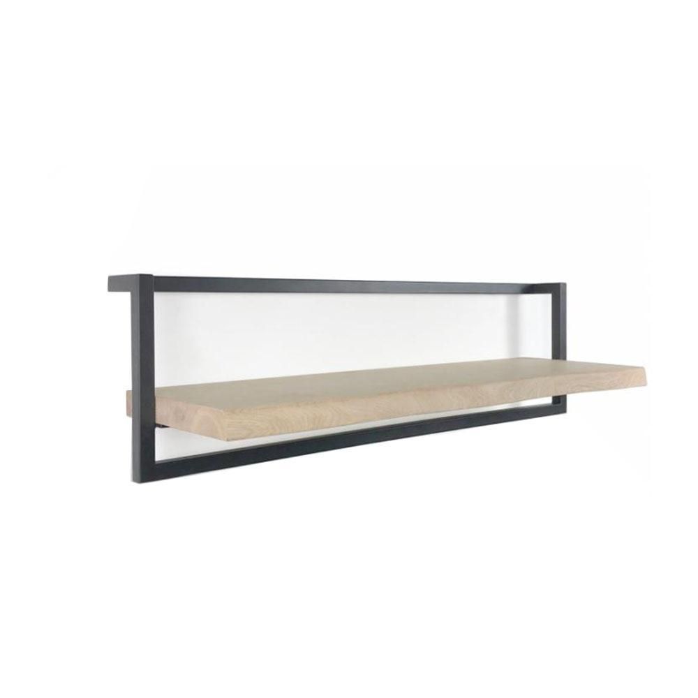 Stijlvolle Zwarte Stalen Muurbeugel – 106 × 10 cm, 30 cm Hoog, 2,5 × 2,5 cm