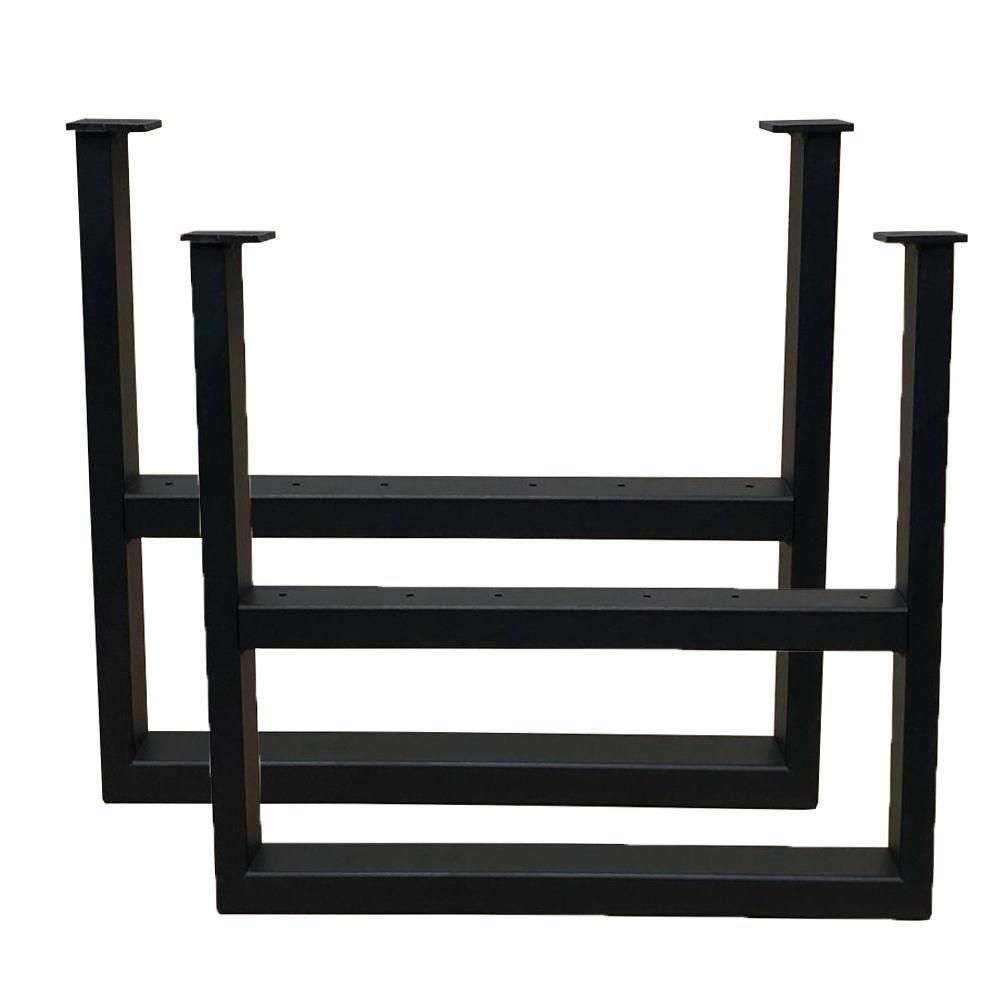 Stijlvolle Zwarte Stalen TV‑meubelpoten – 2 stuks, 54 × 6 cm, 37,5 cm hoog