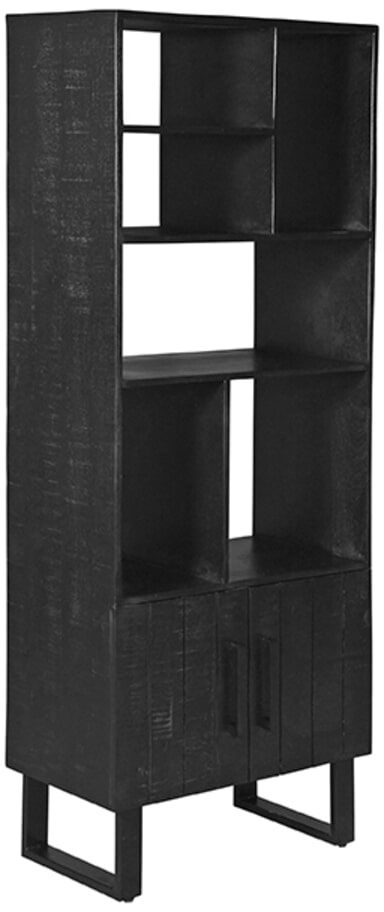 Stijlvolle zwarte wandkast Santos van LABEL51 – 190 cm hoog, mangohout en metaal