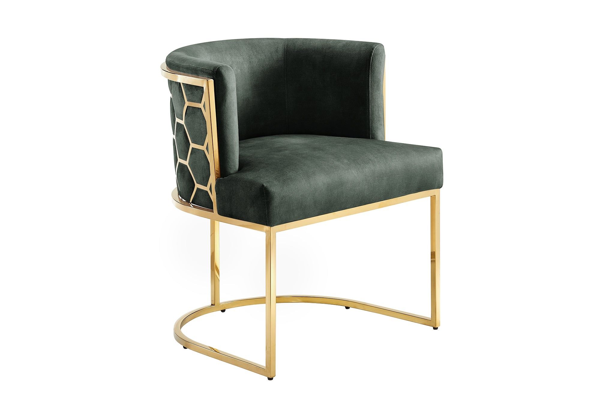 Stoel Elegance – Fluweelgroen met Goudkleurig Roestvrijstalen Frame | Invicta Interior