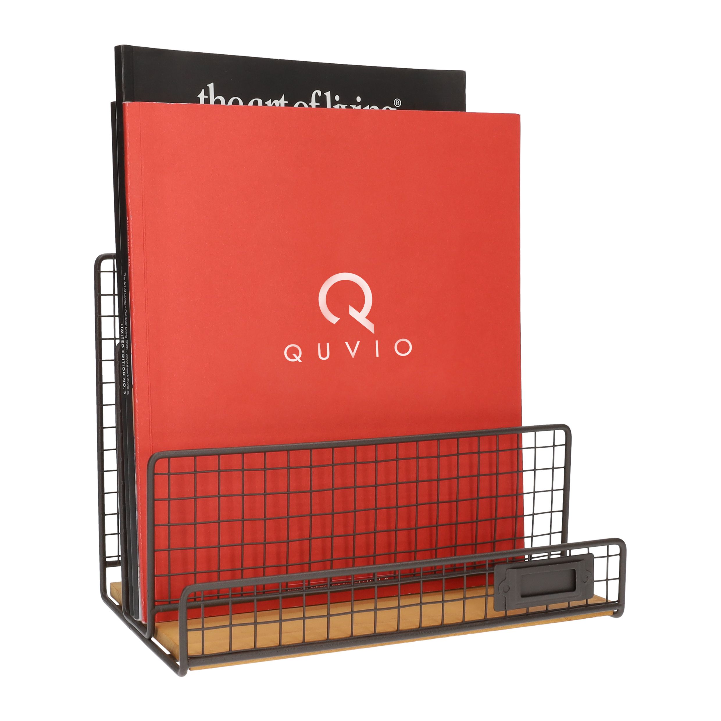 Stoer staand tijdschriftenrek QUVIO – Industrieel design in hout en metaal