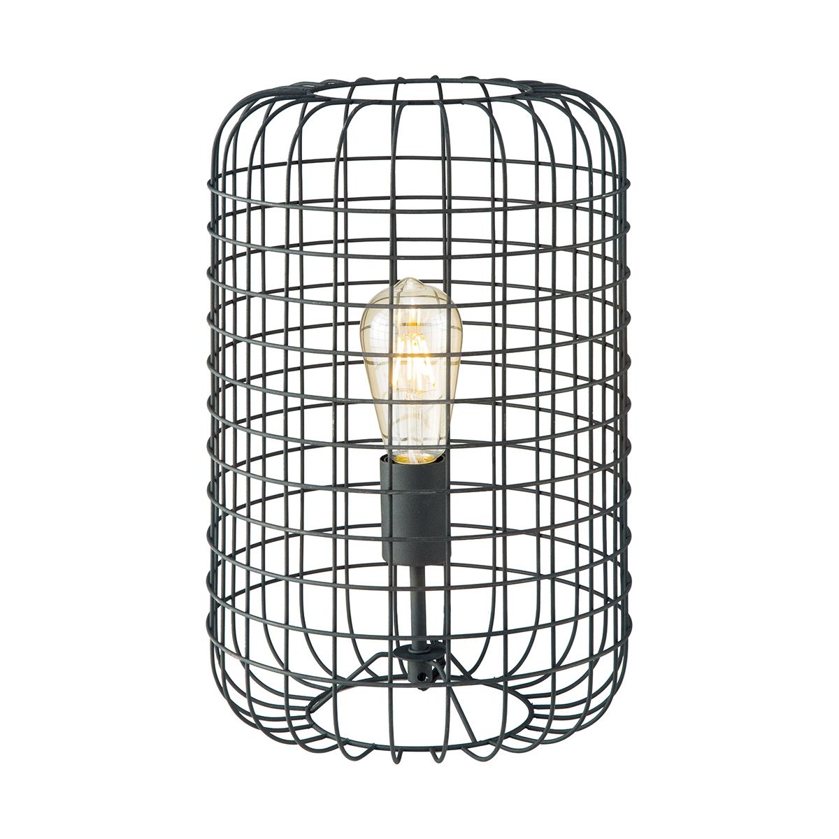 Stoere Netting Tafellamp – Zwart Metalen Rooster, 26 cm