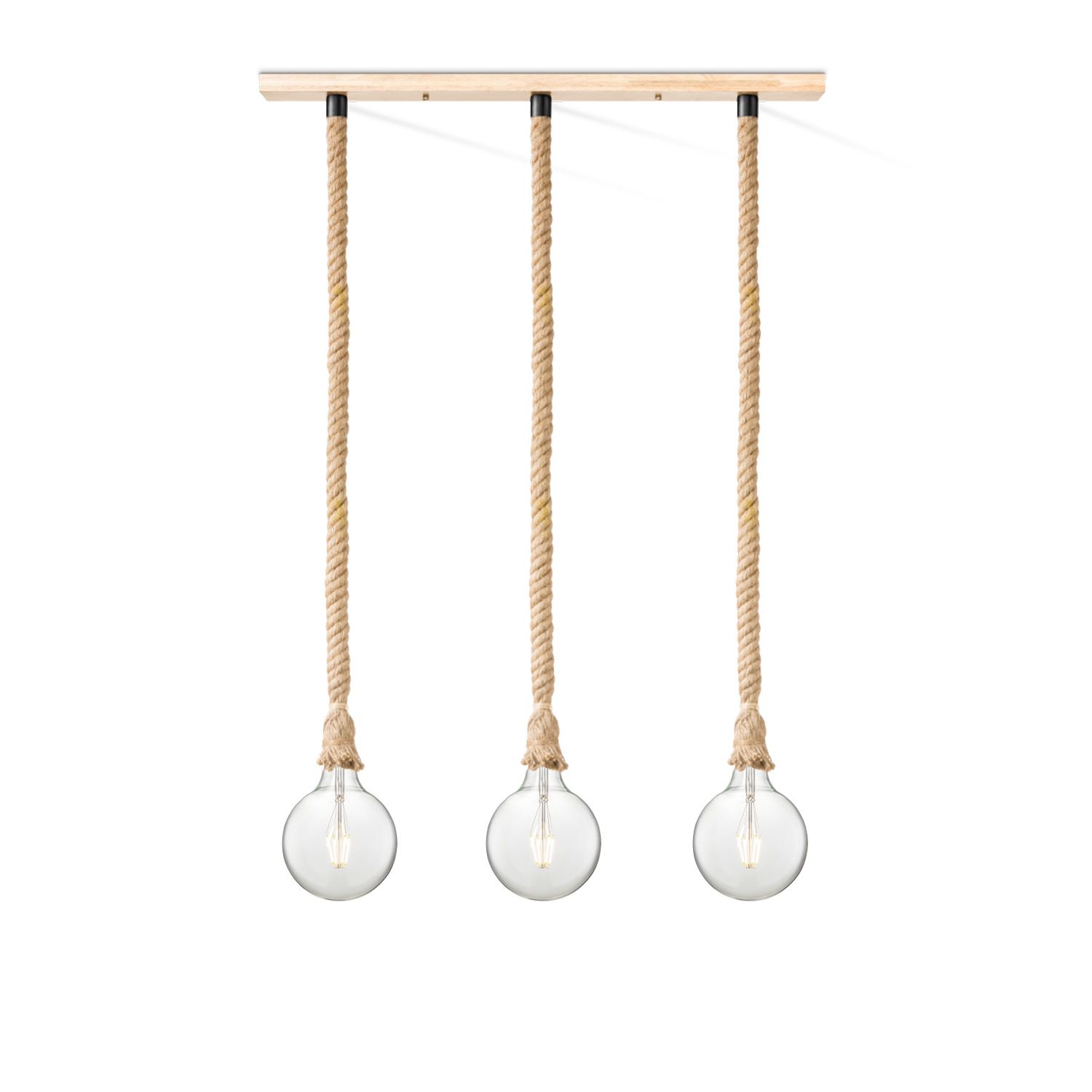 Stoere touw hanglamp Leonardo 3‑lampen met Globe LED – Home Sweet Home