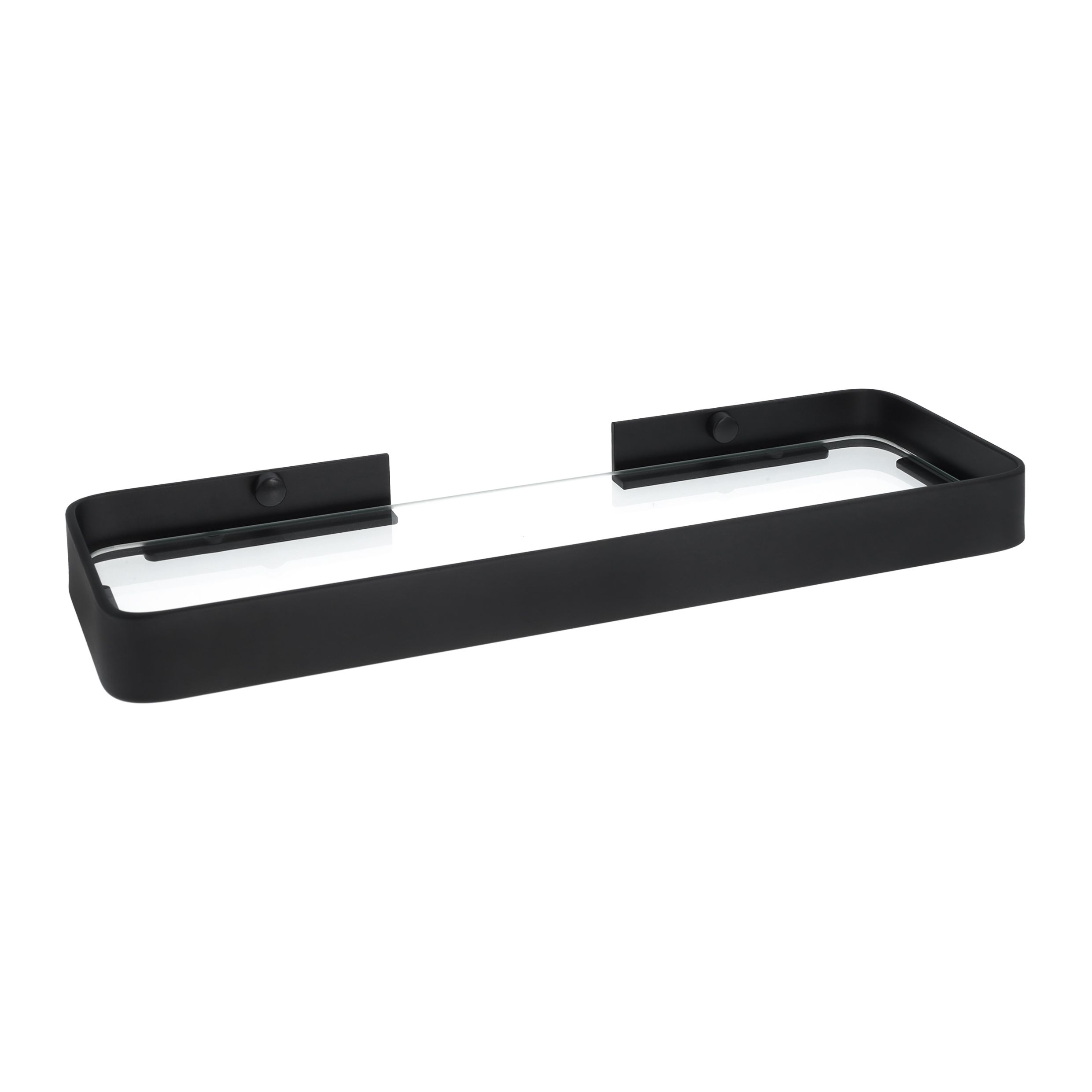 Stoere Zwarte Badkamerplank van Metaal & Glas – QUVIO