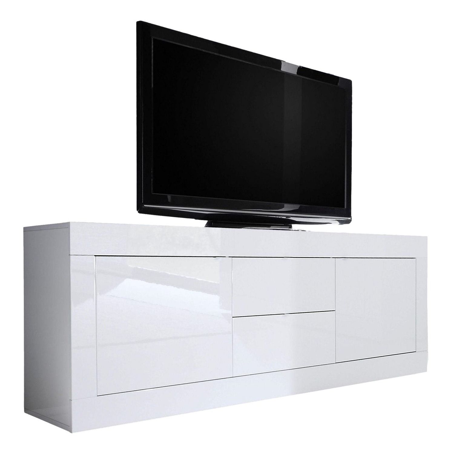 Strak Hoogglans Wit Tv-meubel 210 cm – Modern Woonprogramma Basic van Pesaro Mobilia