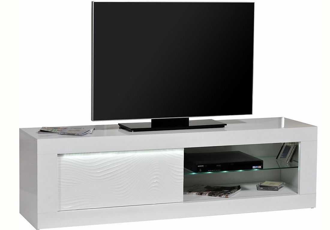 Strak Tv‑meubel Karma 170 cm – Hoogglans wit met LED‑verlichting