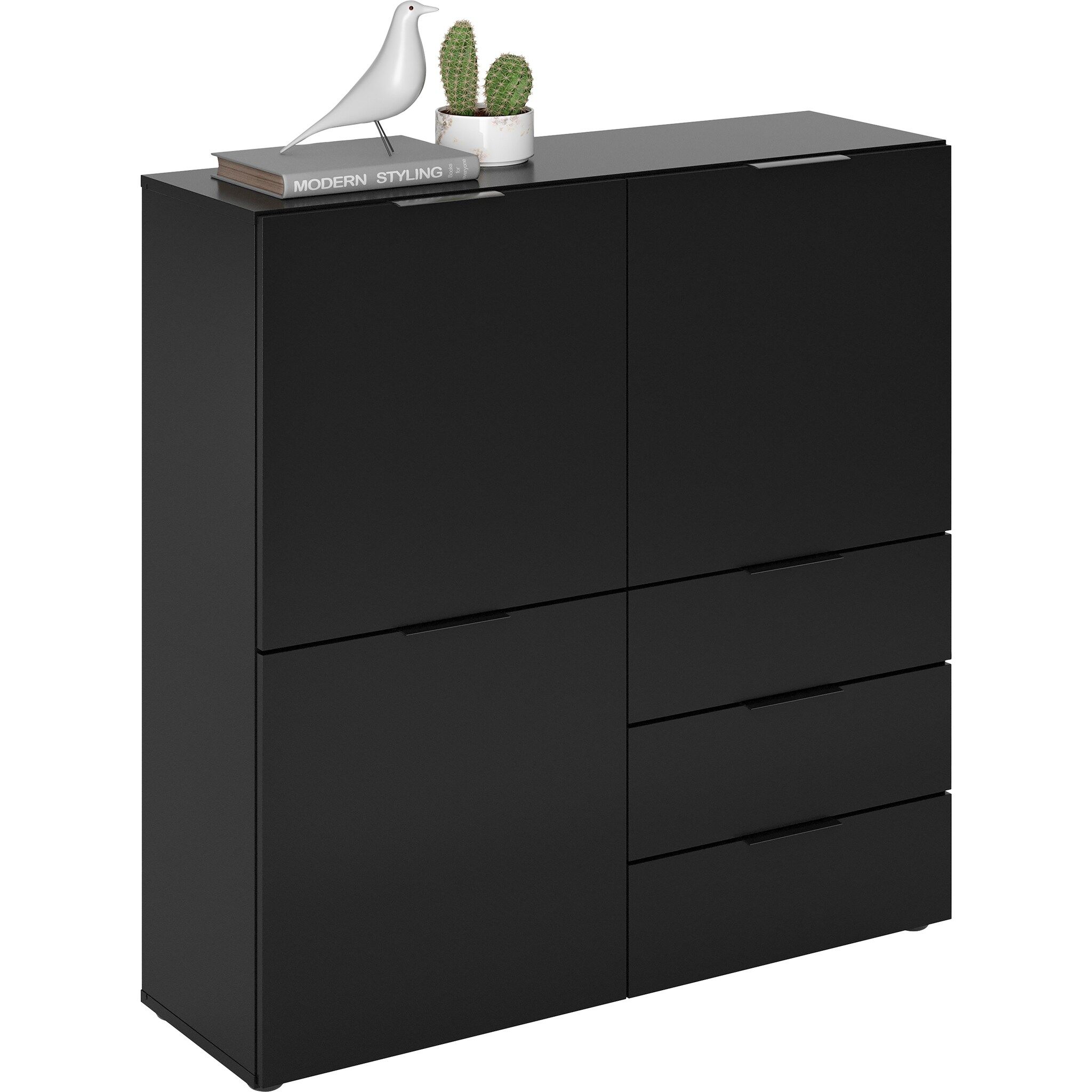 Strakke Opbergkast Dark – Mat Zwart, 100 cm Breed