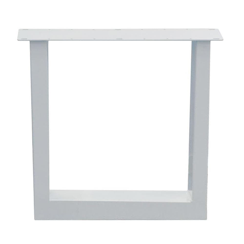 Strakke witte U‑vormige stalen tafelpoot – 72 cm hoog, 10 × 10 cm basis, Furniture Legs Europe