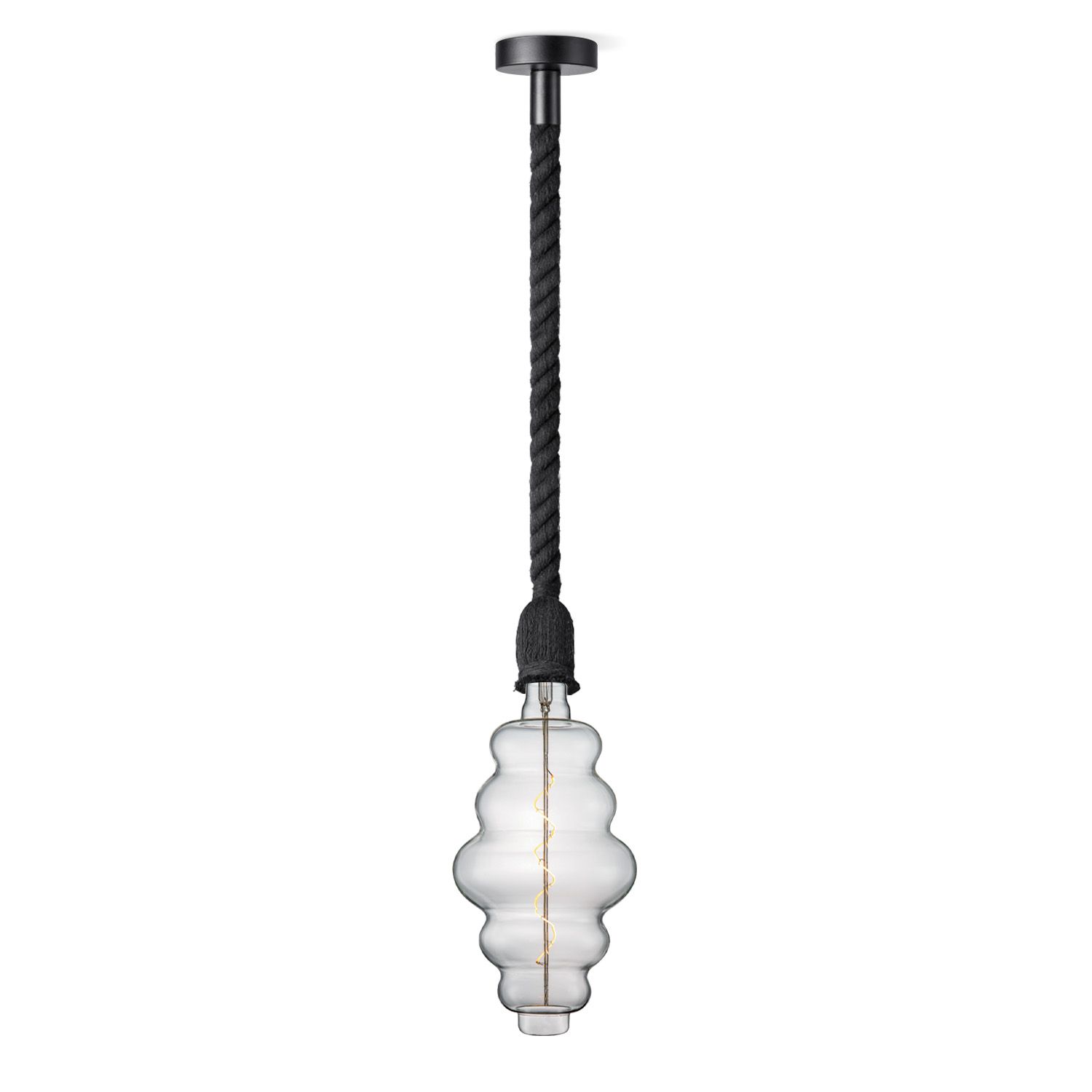 Stylische Zwarte Hanglamp Leonardo – Natuurlijke Touwlichtbron voor een Warm Interieur