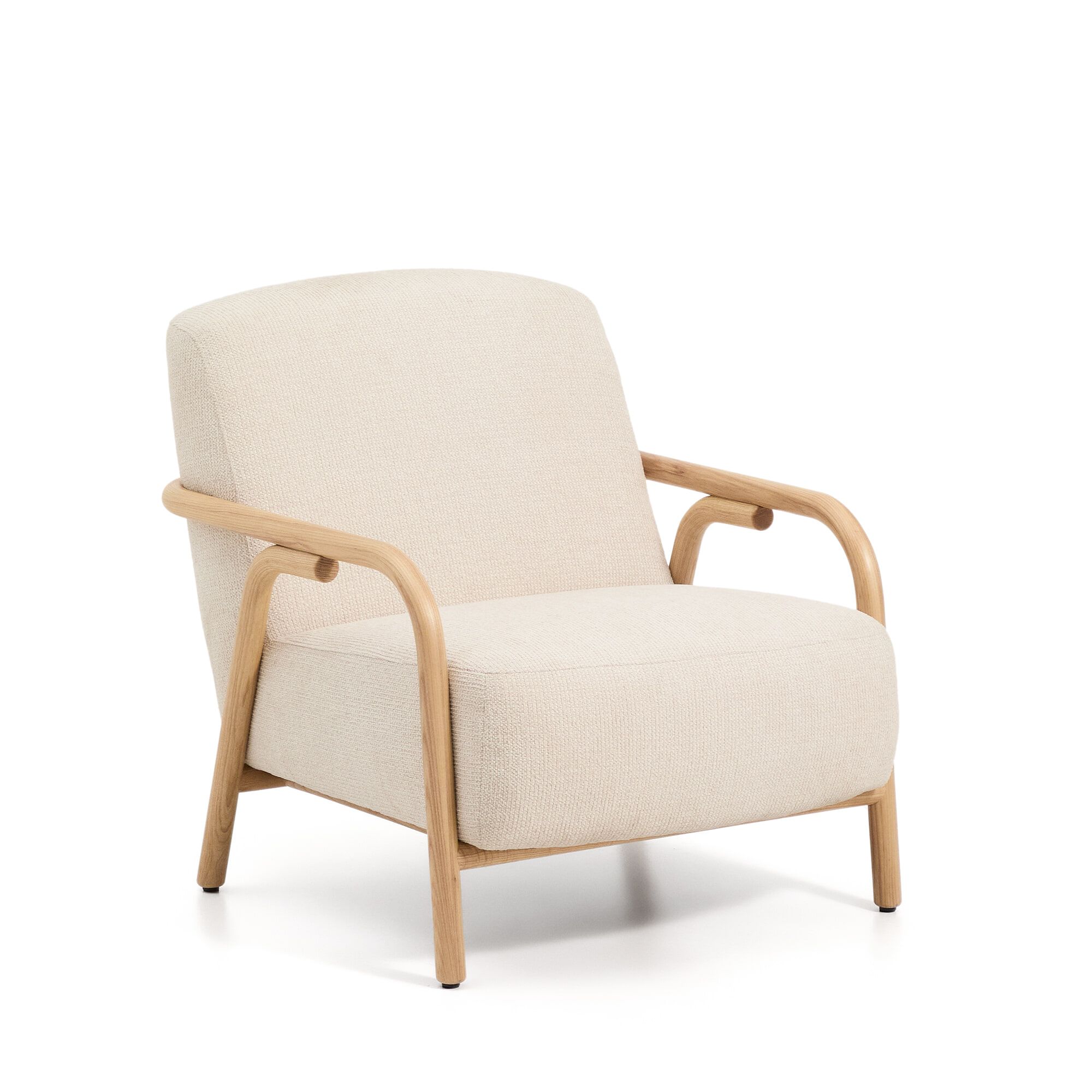 Sylo fauteuil van Kave Home – Comfortabel chenille, natuurlijk essenhout