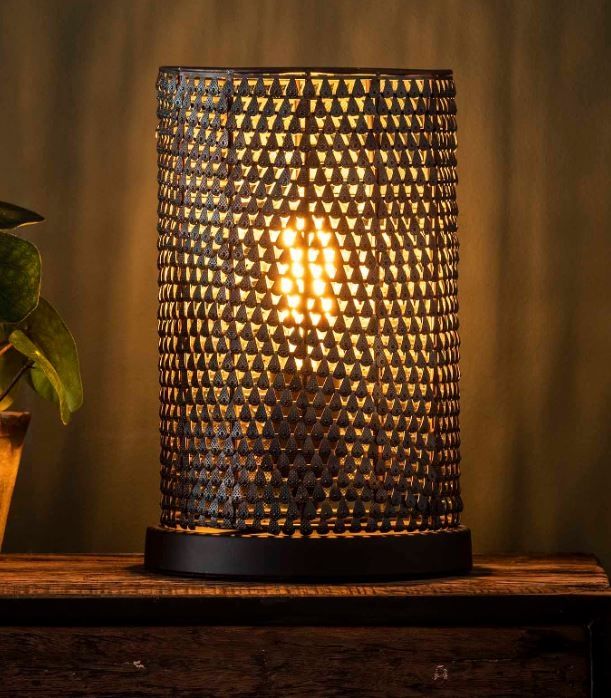 Tafellamp Armor Kegel – Handgemaakte Zwart‑Bruine Lamp 30 cm