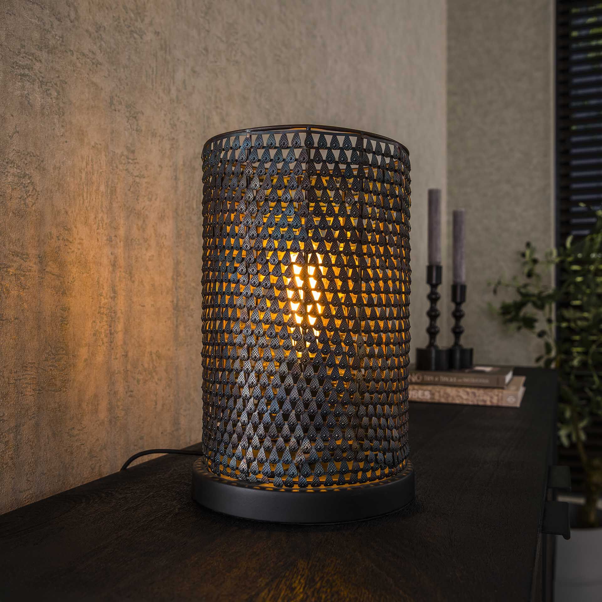 Tafellamp Goran – Handgemaakte Zwartbruine Lamp met Burned Finish