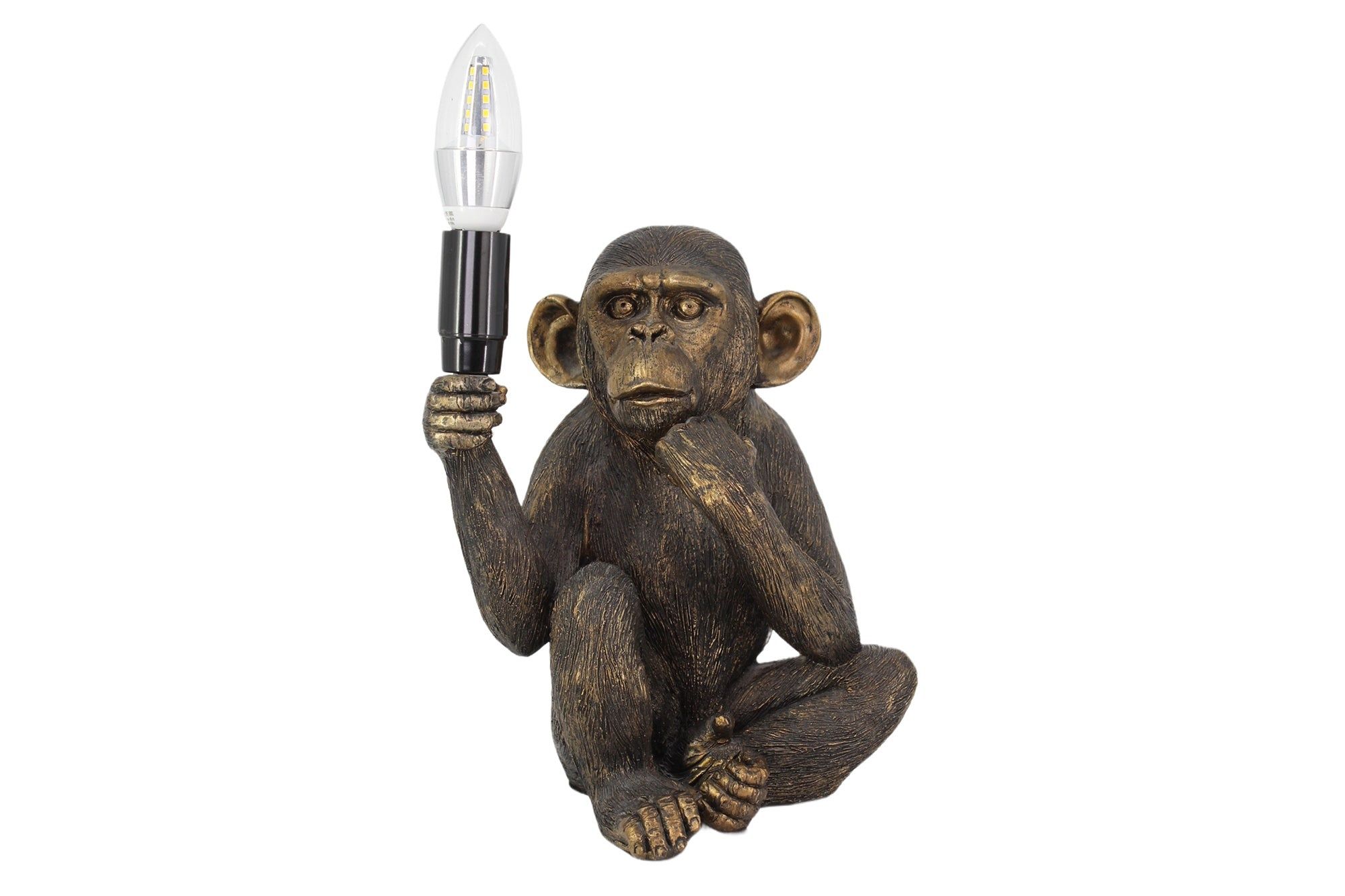 Tafellamp Schimpanzee 25 cm – Speelse Zwarte Monkey Design van Invicta Interior