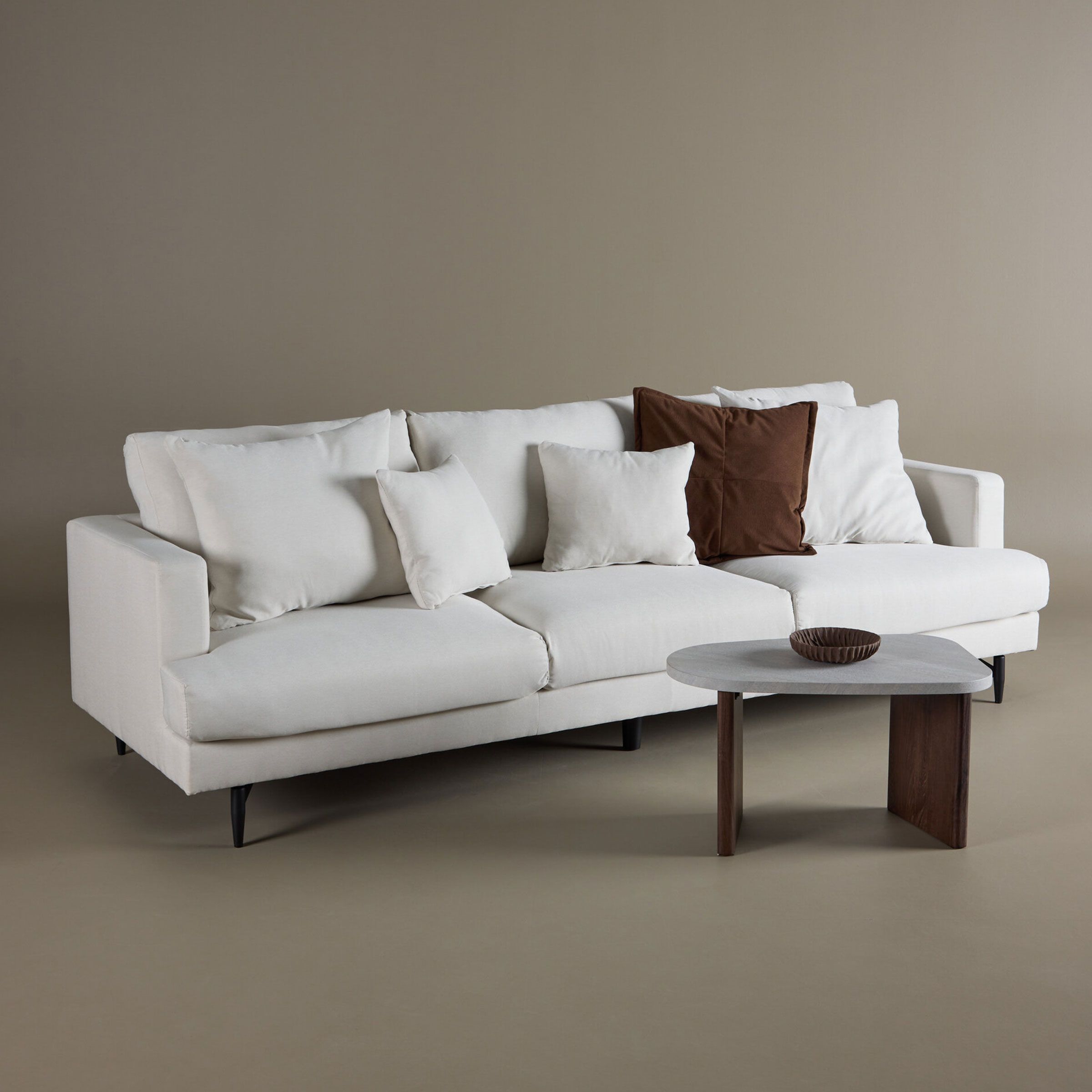 Tamora 3‑zits bank in warme beige linnenlook – comfort en stijl van Nohr