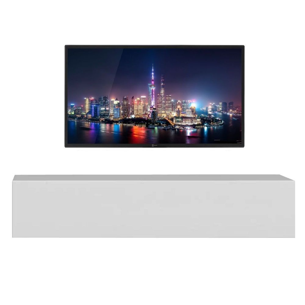 Tesla zwevend TV-meubel – glad wit, 138 cm breed