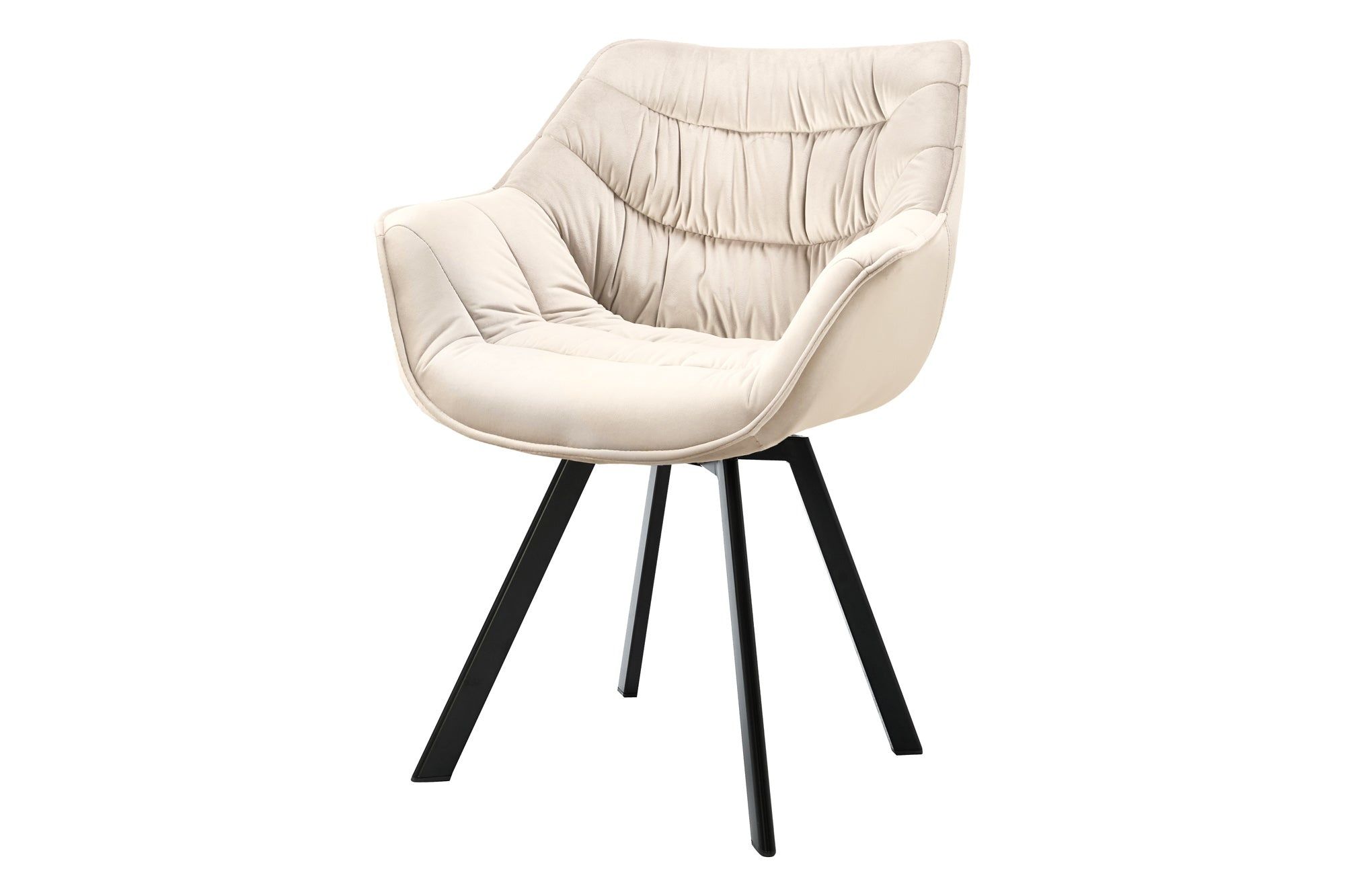 THE DUTCH COMFORT draaistoel – luxe 180° draaibaar in champagnebeige met zwarte poten