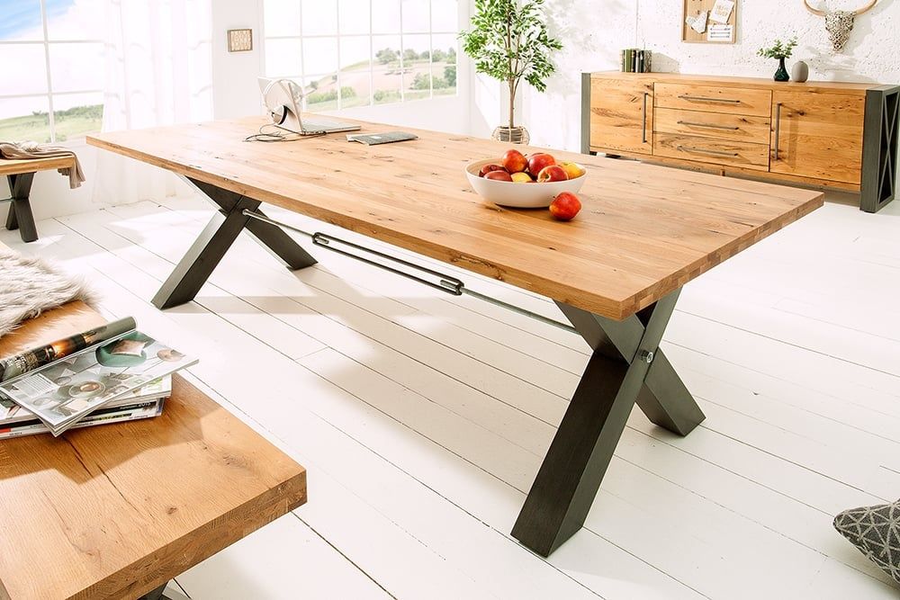 Thor eettafel 240 cm – stijlvolle Wildeiken met 55 mm robuuste bladdikte