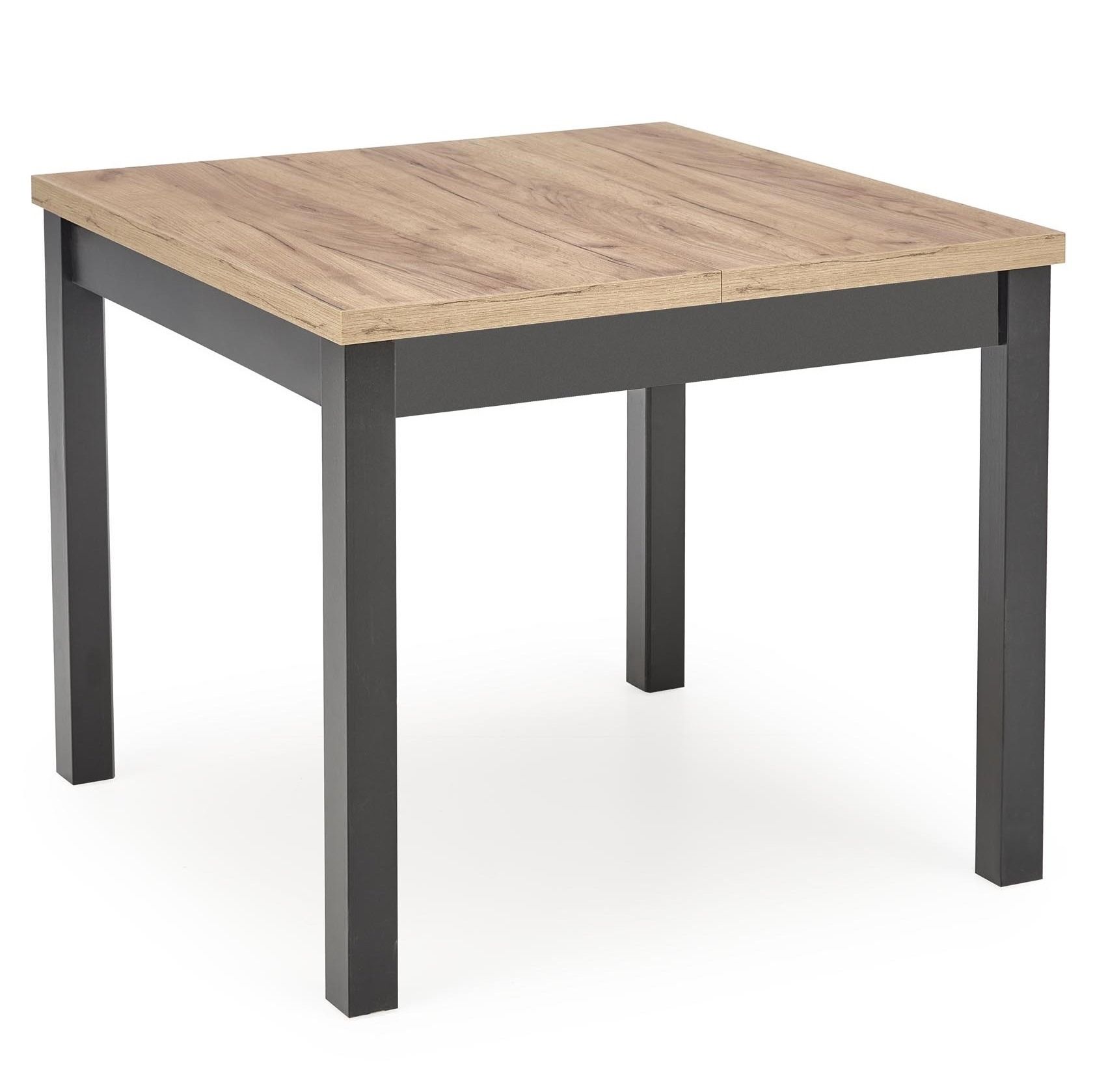 Tiago uitschuifbare vierkante eettafel – 90 cm × 90 cm eiken met zwarte poten