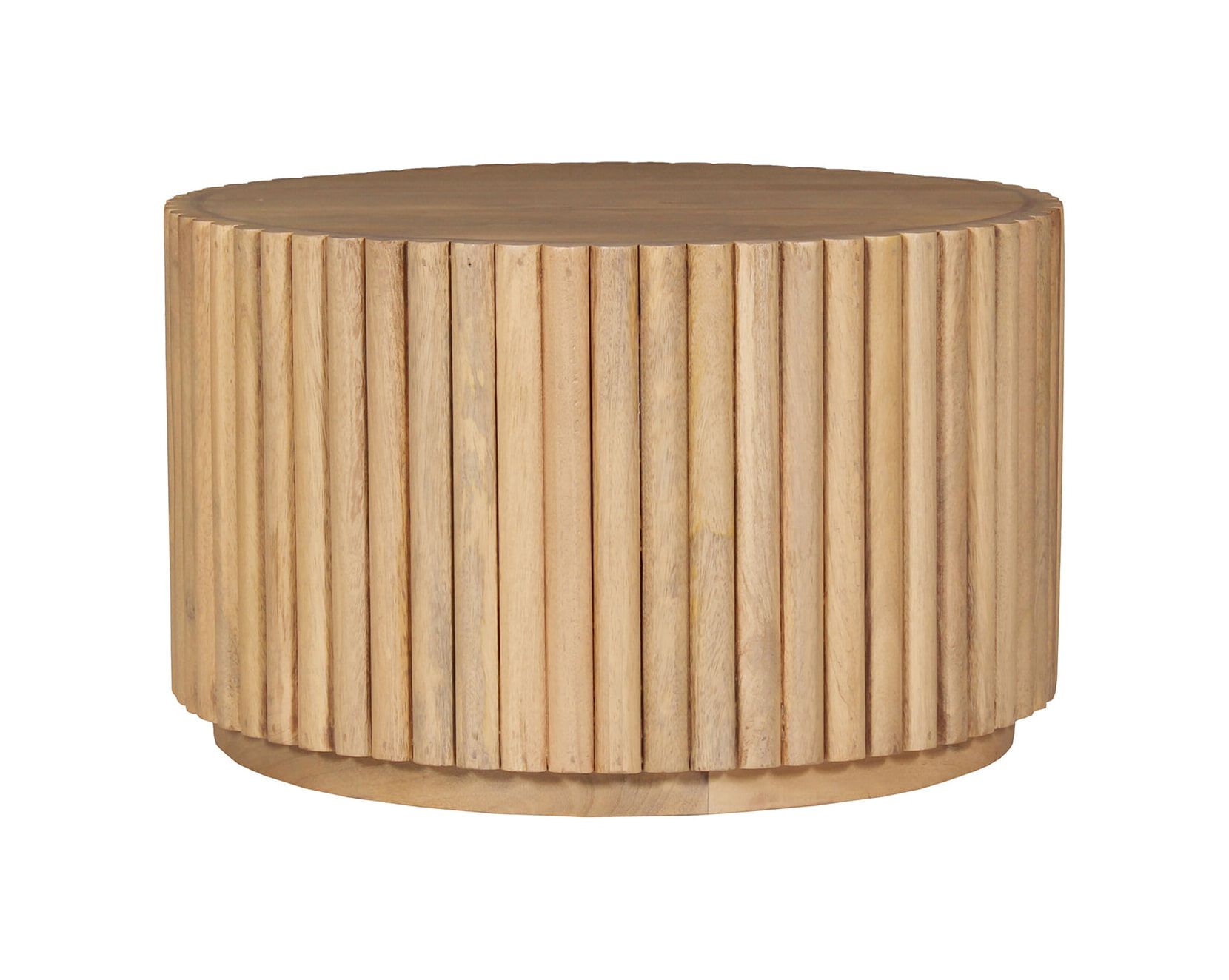 Tom Tailor Loralie Ronde Salontafel – 55 cm Mangohout met Geribbelde Kolomvoet