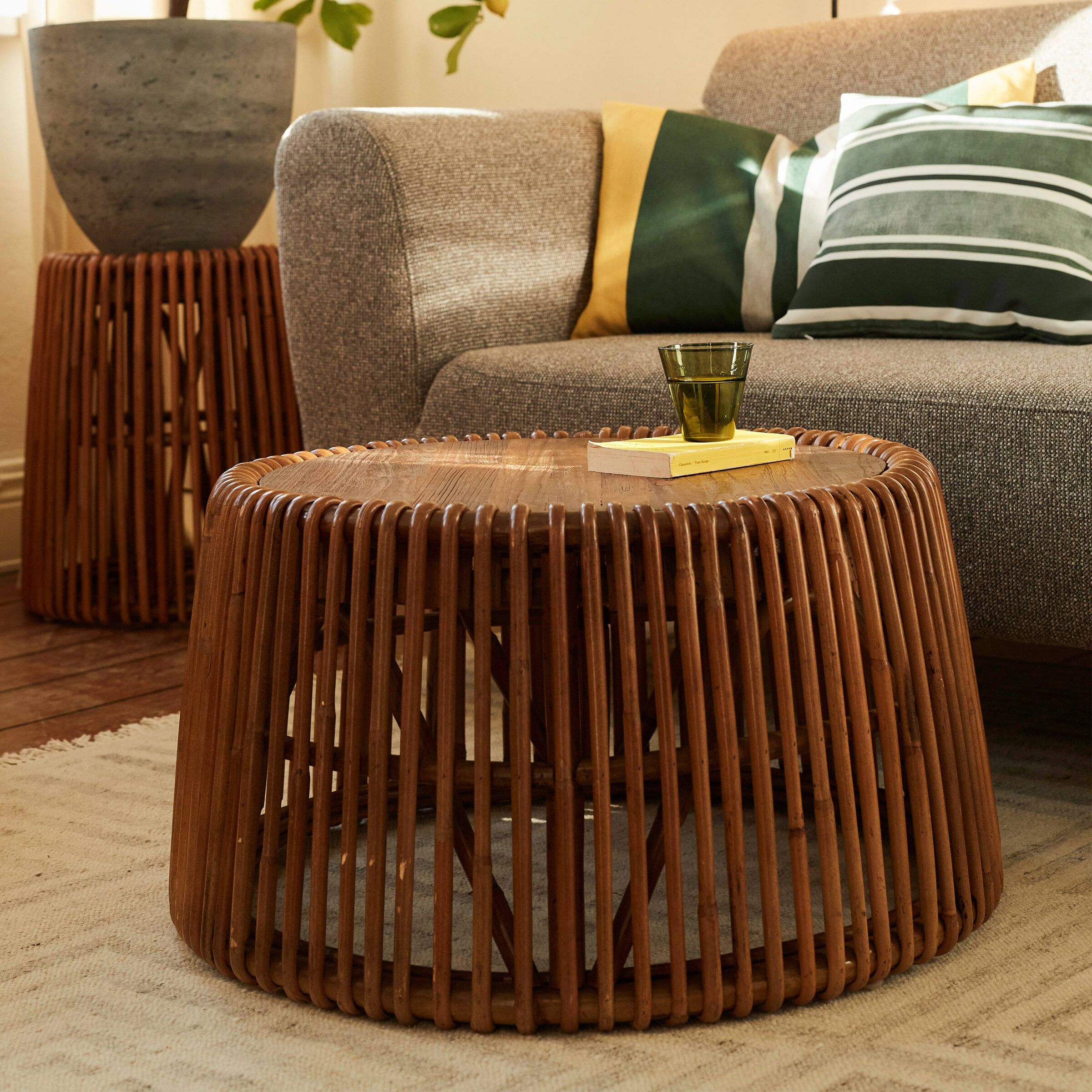 Tom Tailor Romelia Salontafel – Ronde Rotan & Gerecycled Teakhout, 69 cm