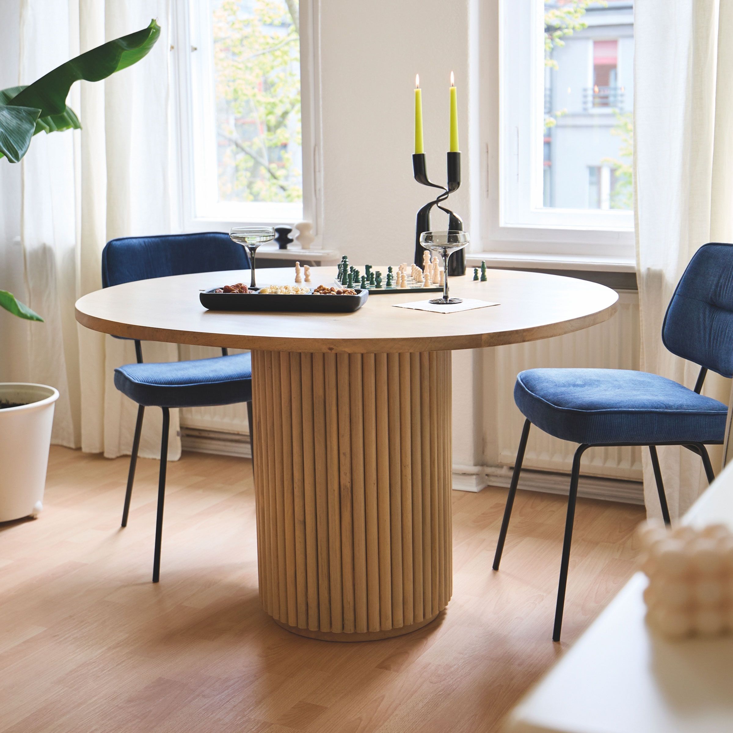 Tom Tailor ronde eettafel Tessica – 120 cm mangohout in warme bruine tinten