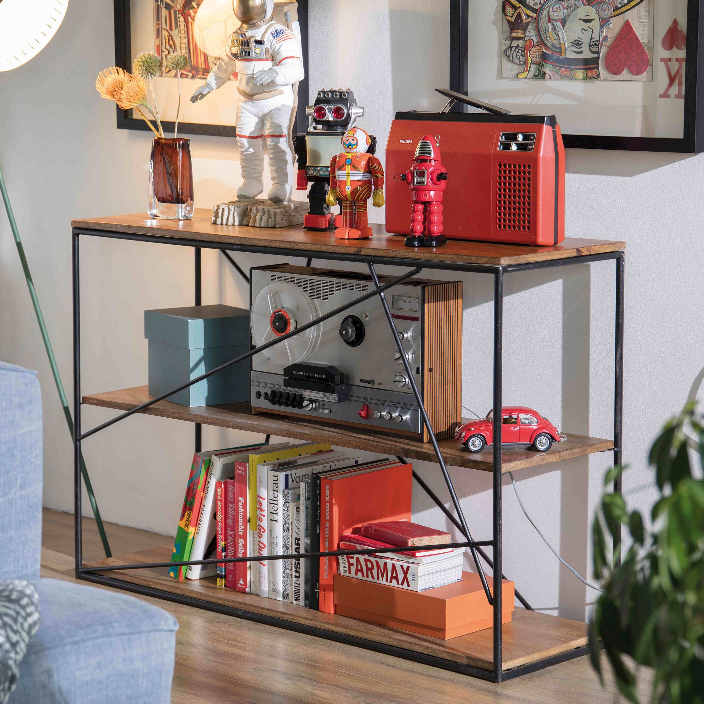 Tom Tailor Wandrek Nikcole – Industriële Mangohouten Boekenplank 120 × 82 cm