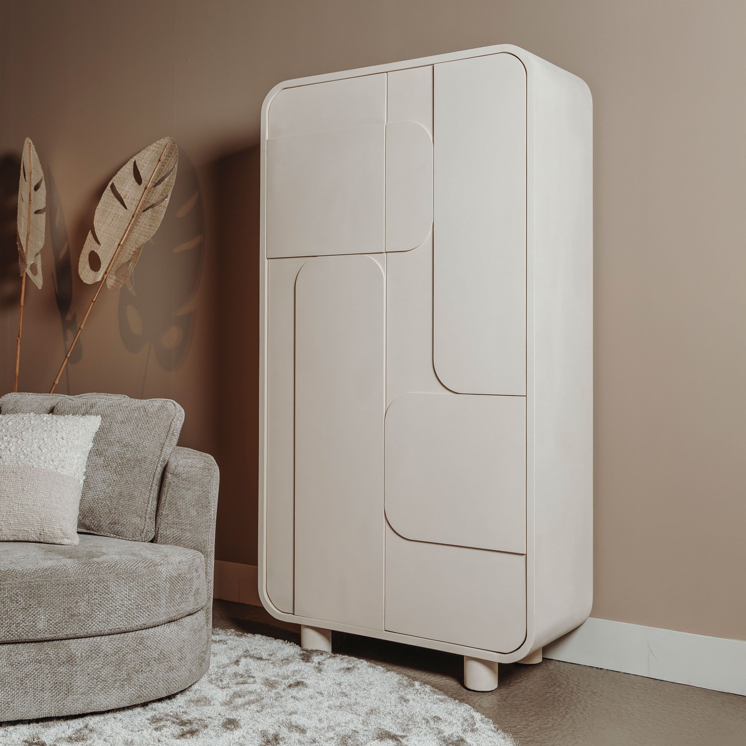 Tower Living Alviano Opbergkast – Strakke Beige Opberger voor Moderne Woningen