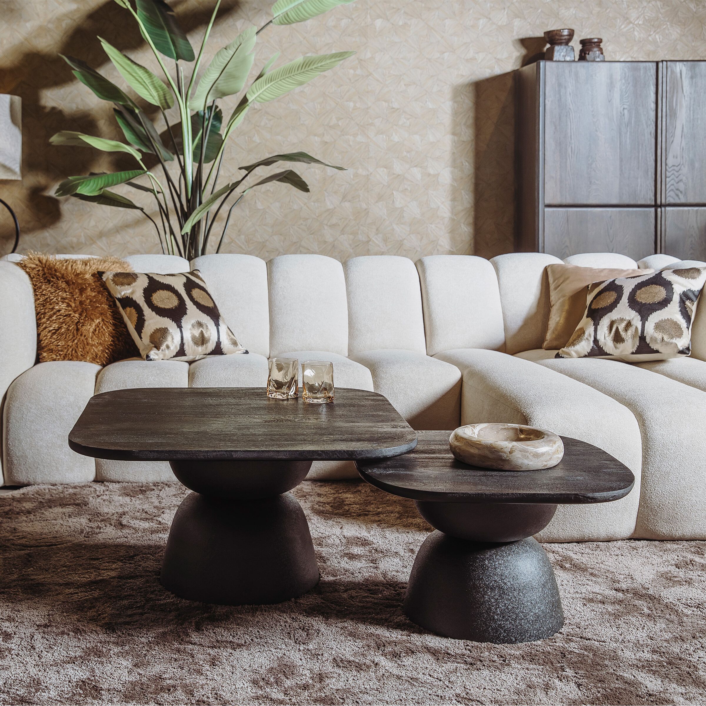 Tower Living Barza – Set van 2 mangohouten salontafels in zwart