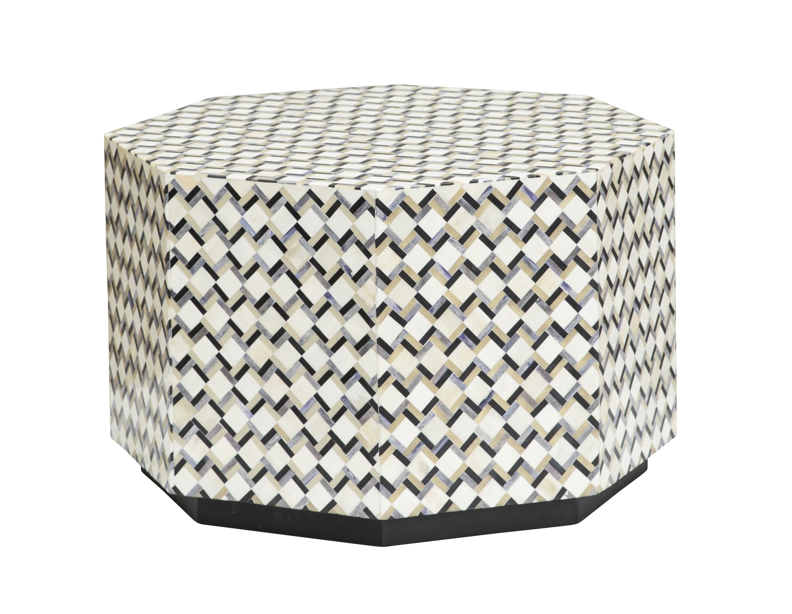 Tower Living Bijzettafel Brendola Bone Inlay – Luxe ronde tafel in natuurlijke beige tint