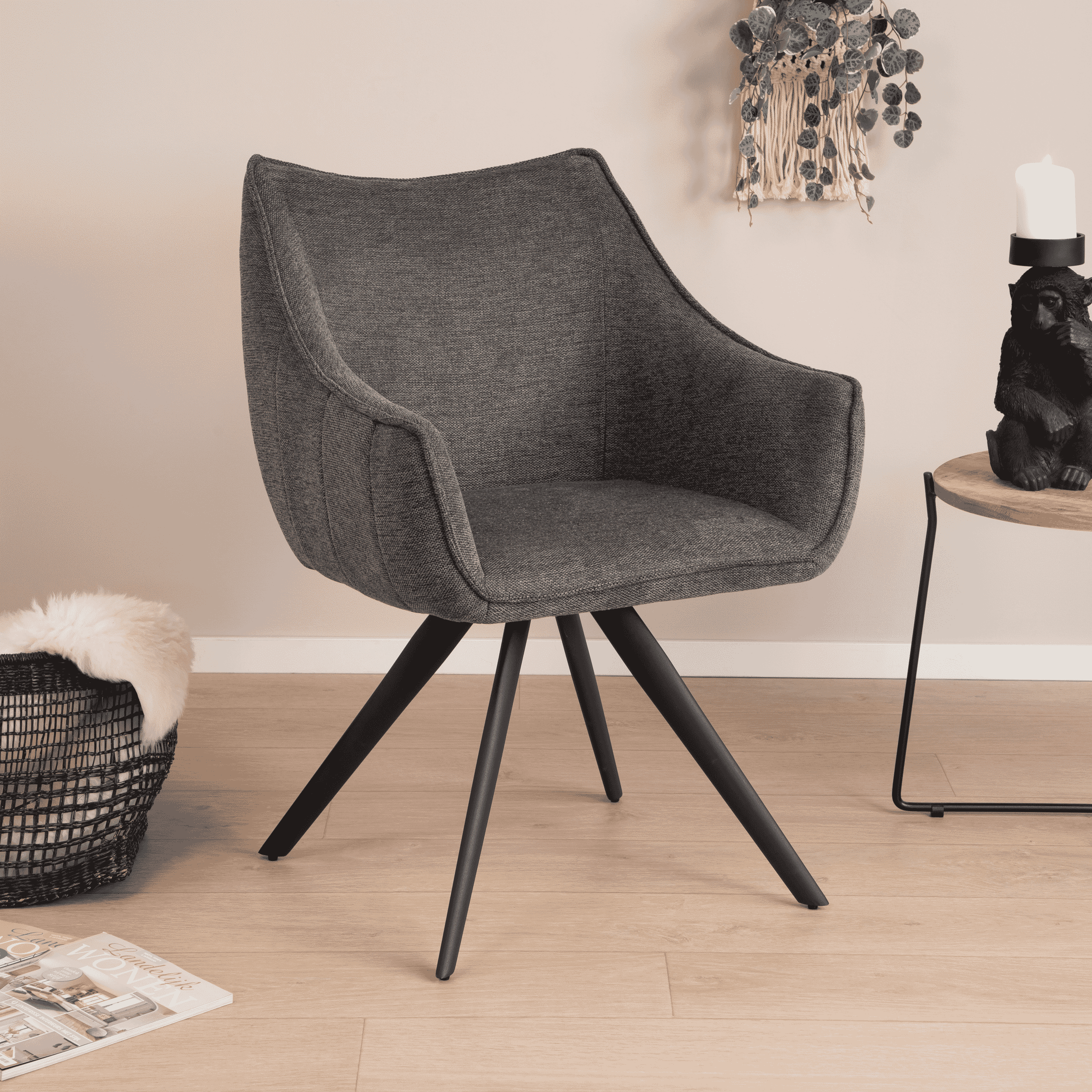 Tower Living eetkamerstoel Riviera – modern comfort in donkergrijs