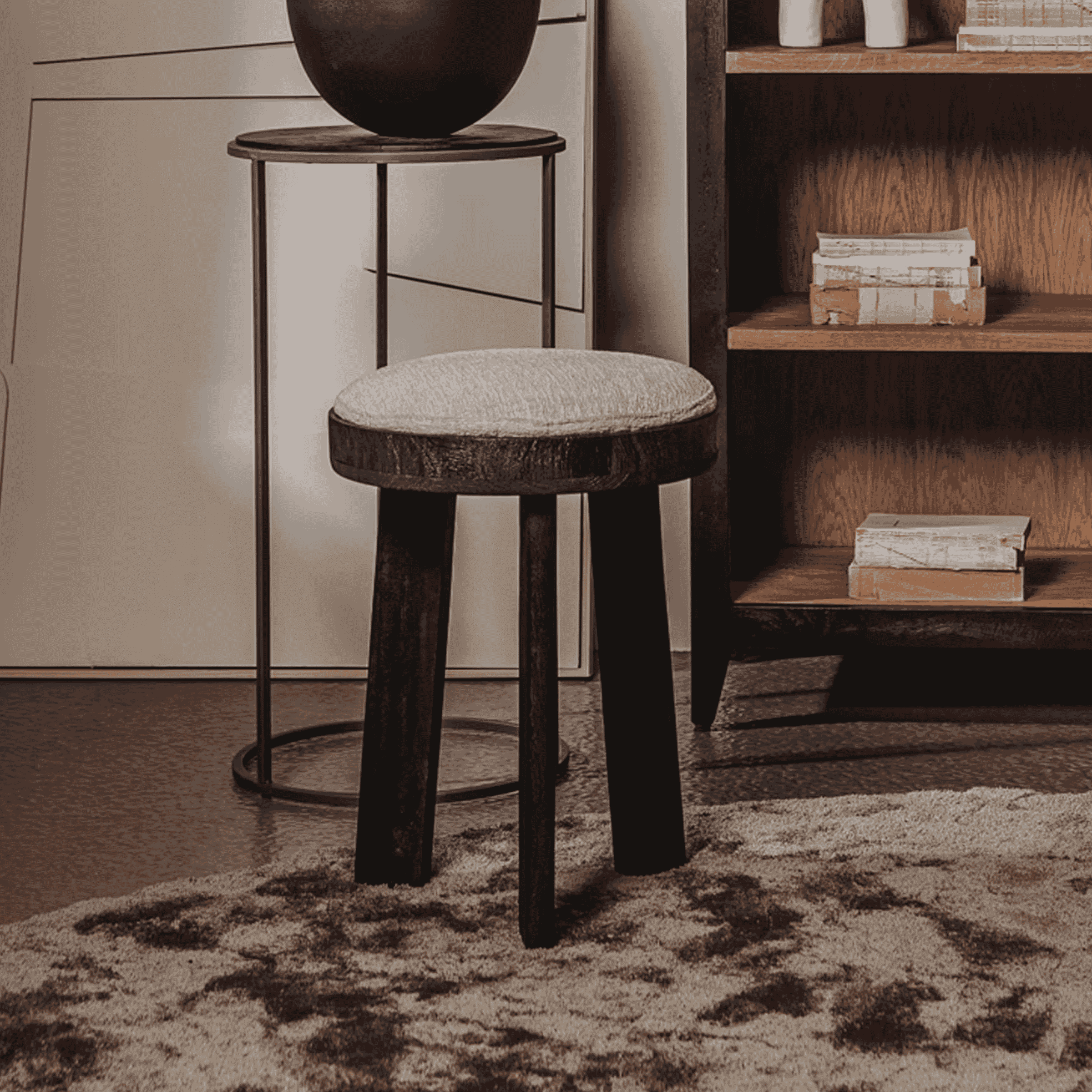 Tower Living Krukje Ossana 50 cm – stijlvol zwart zitje voor elk interieur