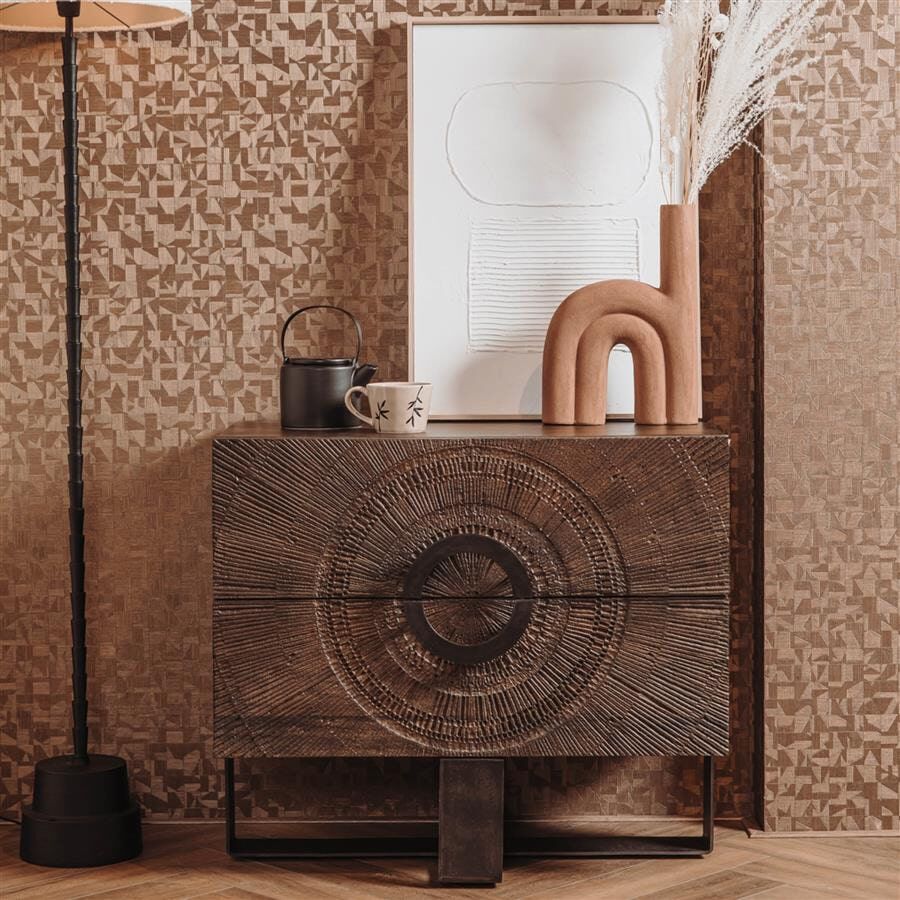 Tower Living Ladekast Padua – Warme mangohouten charme met metalen onderstel