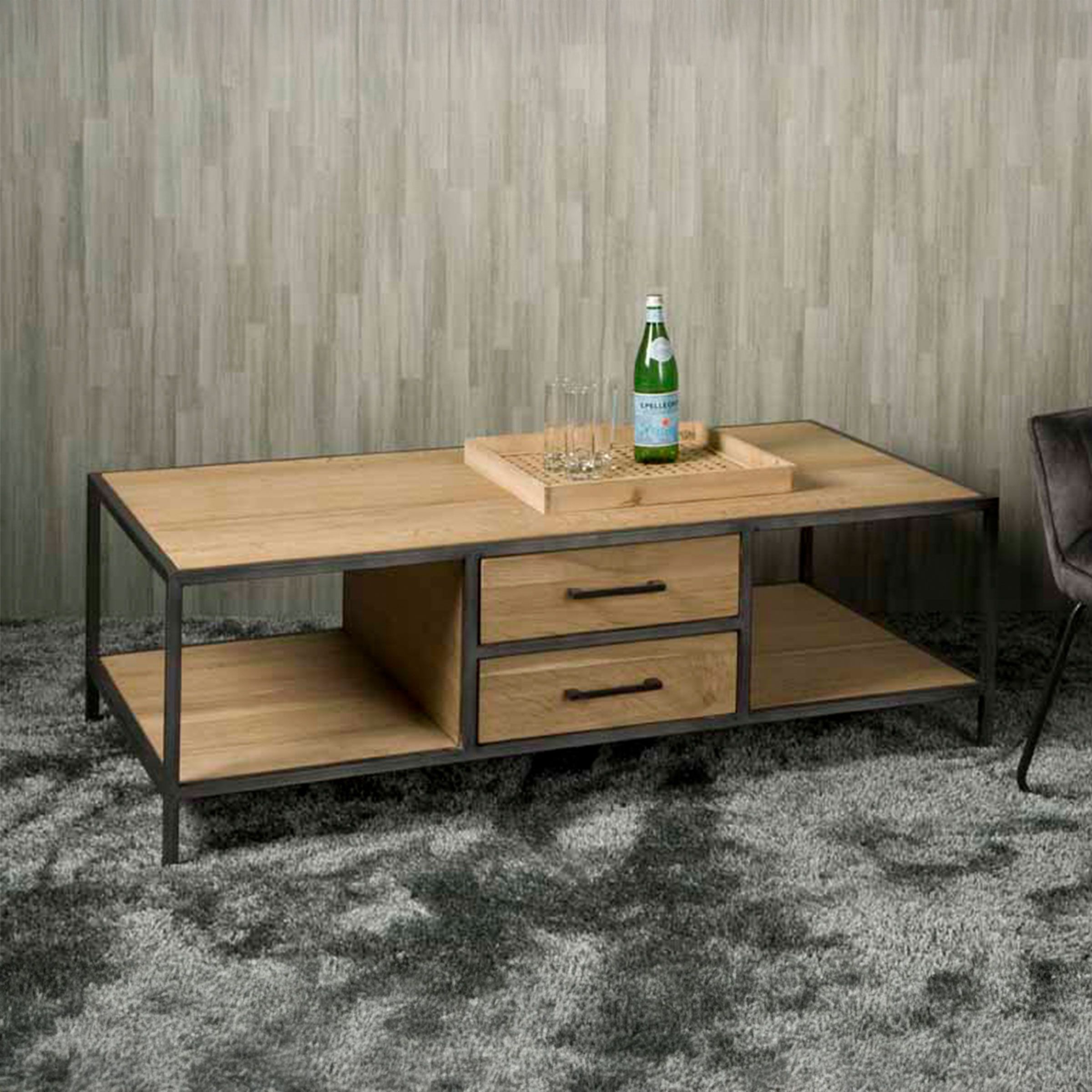 Tower Living Luna Salontafel – Strakke eiken look met functionele lades