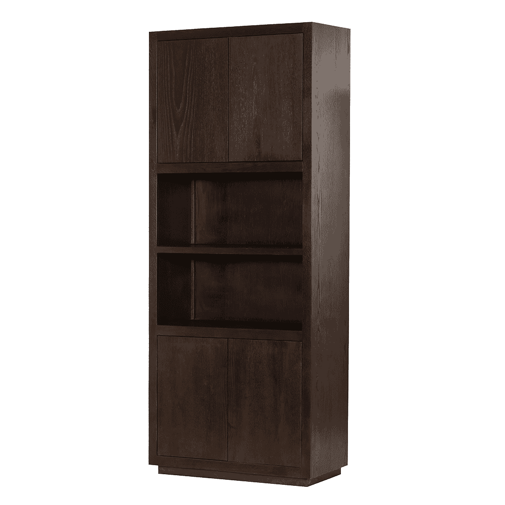 Tower Living Mincio Opbergkast – Espresso Eiken, 220 cm hoog met 2 open vakken