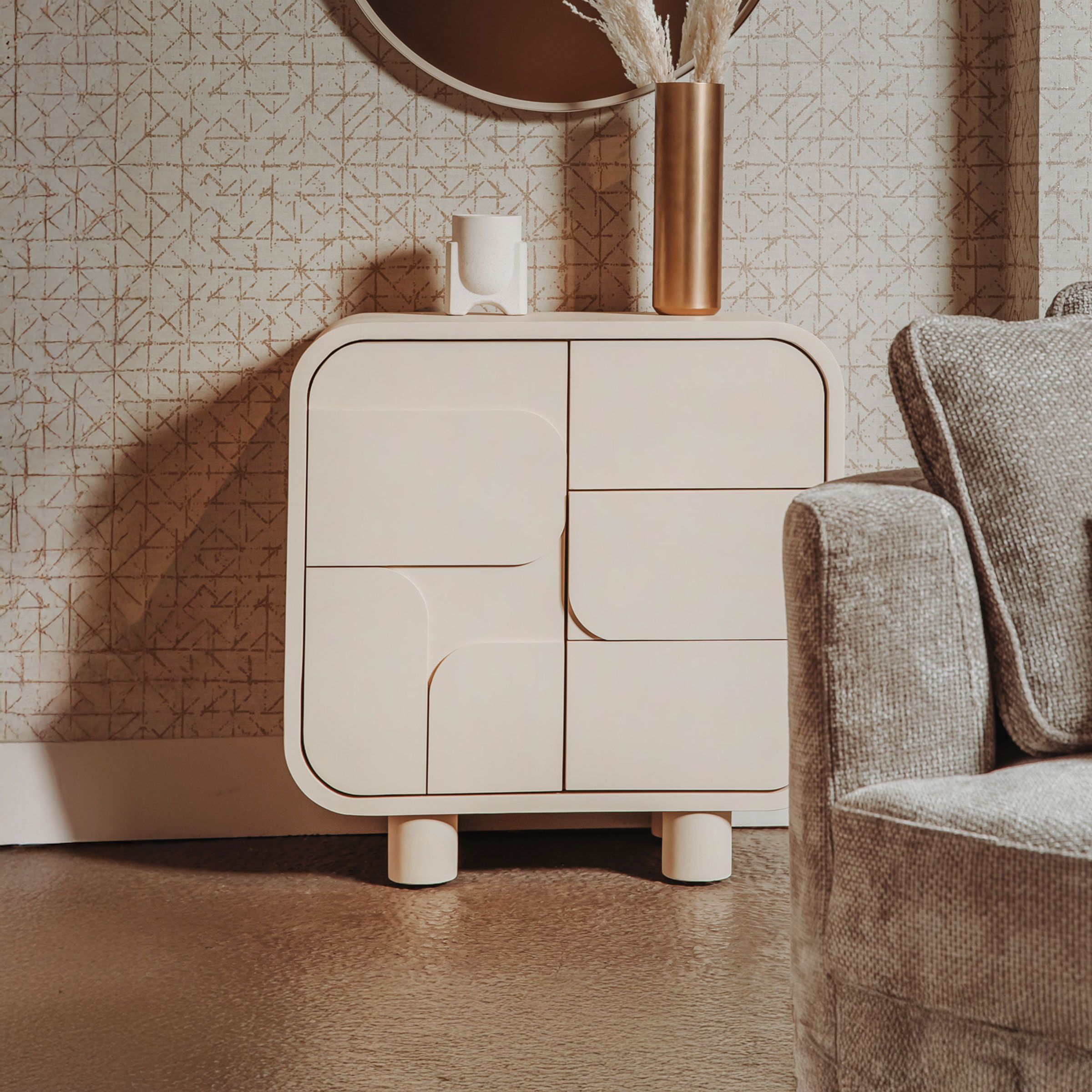 Tower Living Opbergkast Alviano 80 × 80 cm – Tijdloos Beige voor een georganiseerde woonkamer