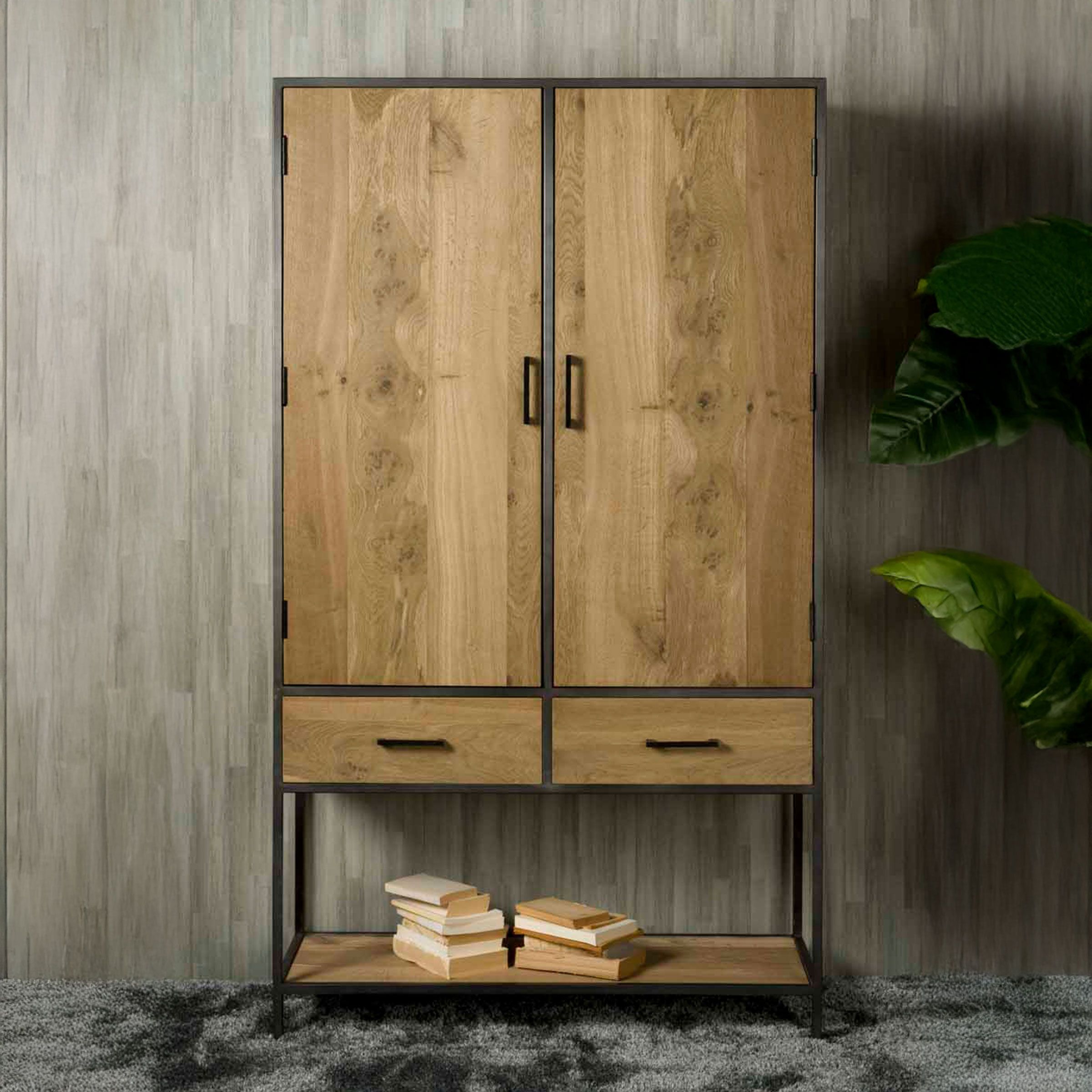 Tower Living Opbergkast Luna – Elegante eiken & metalen kast (200 × 115 cm)