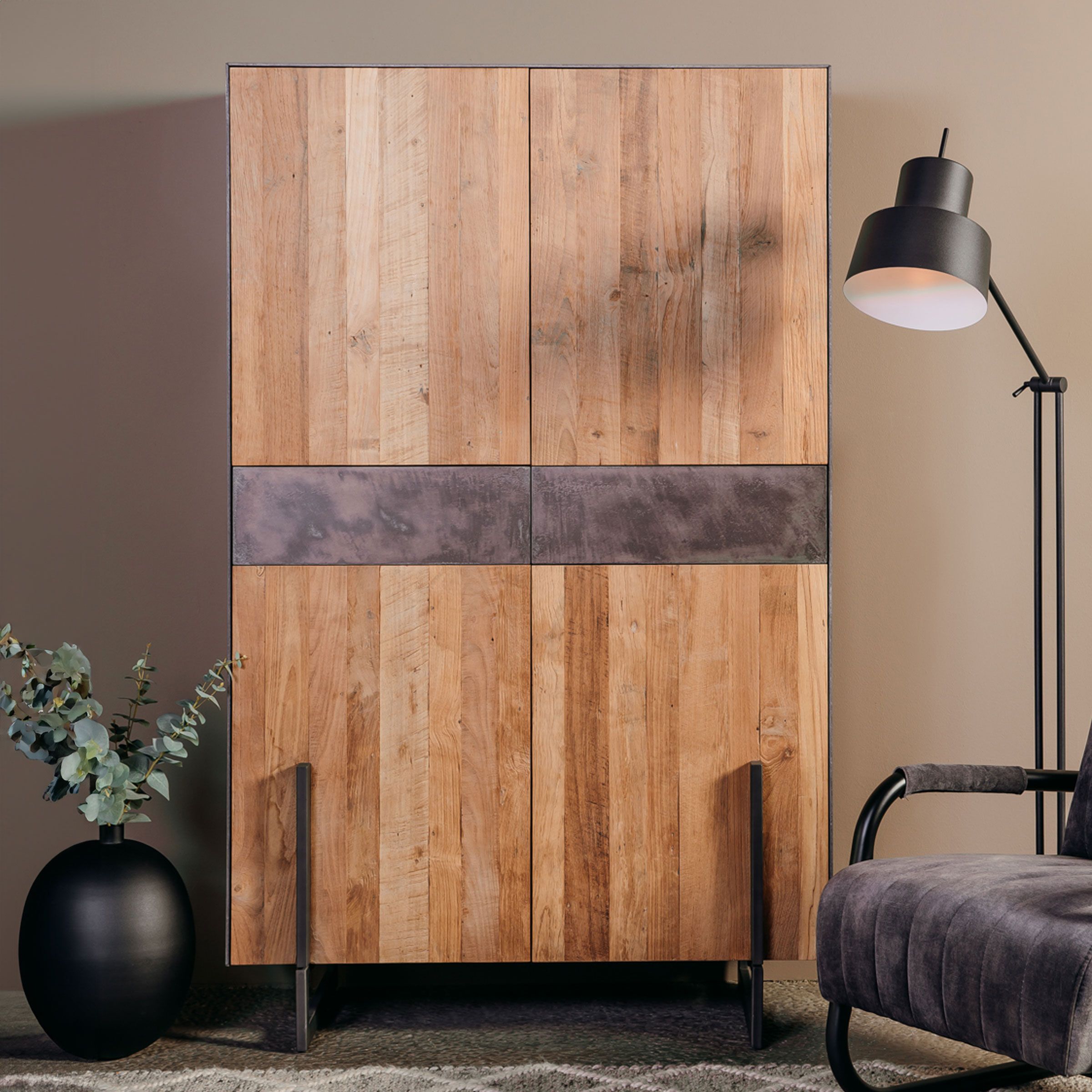 Tower Living Opbergkast Ora – Gerecycled teak, 182 cm, stijlvol en duurzaam