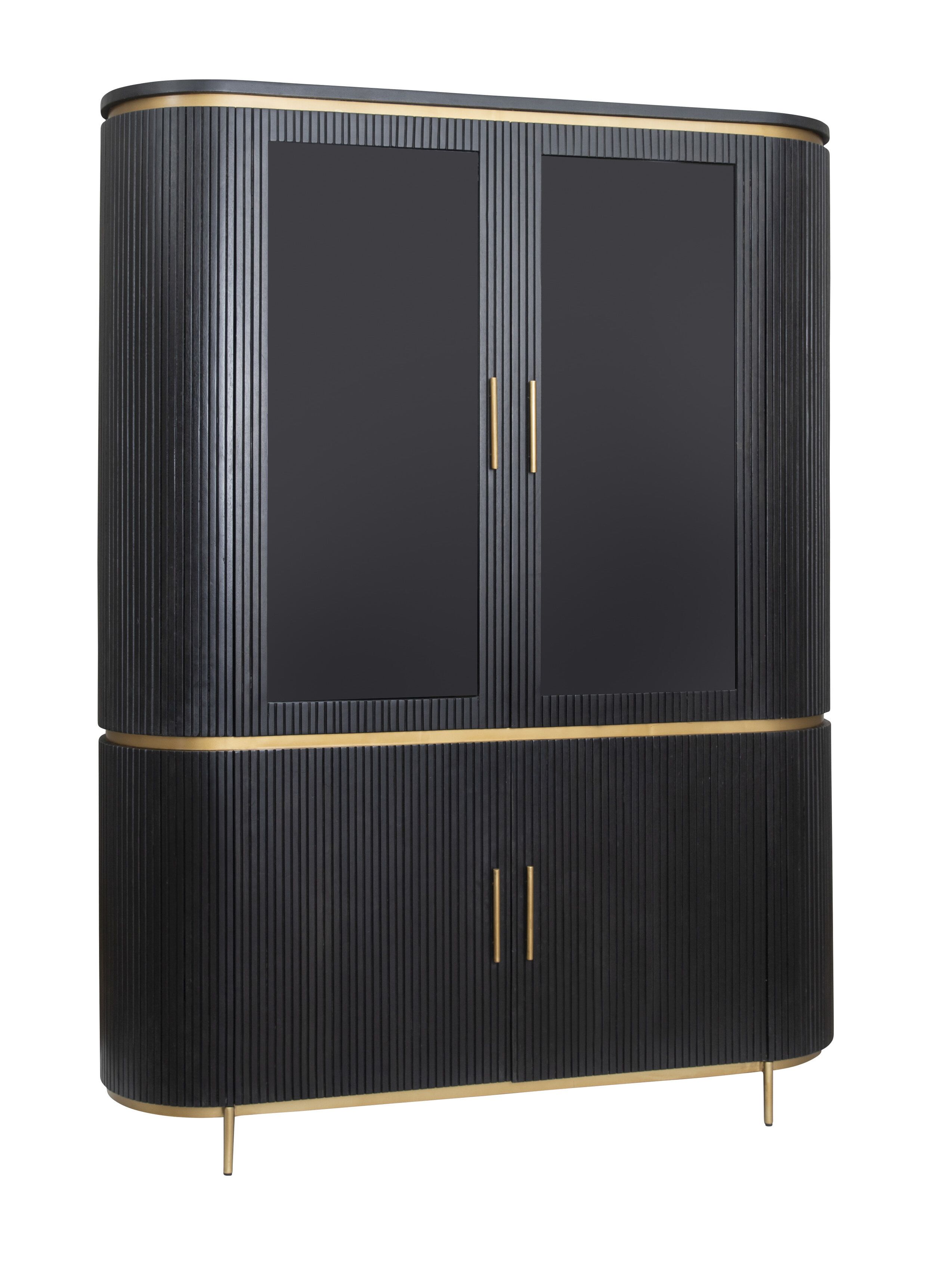 Tower Living Rivello Opbergkast – Mangohout in Zwart met Antieke Brass
